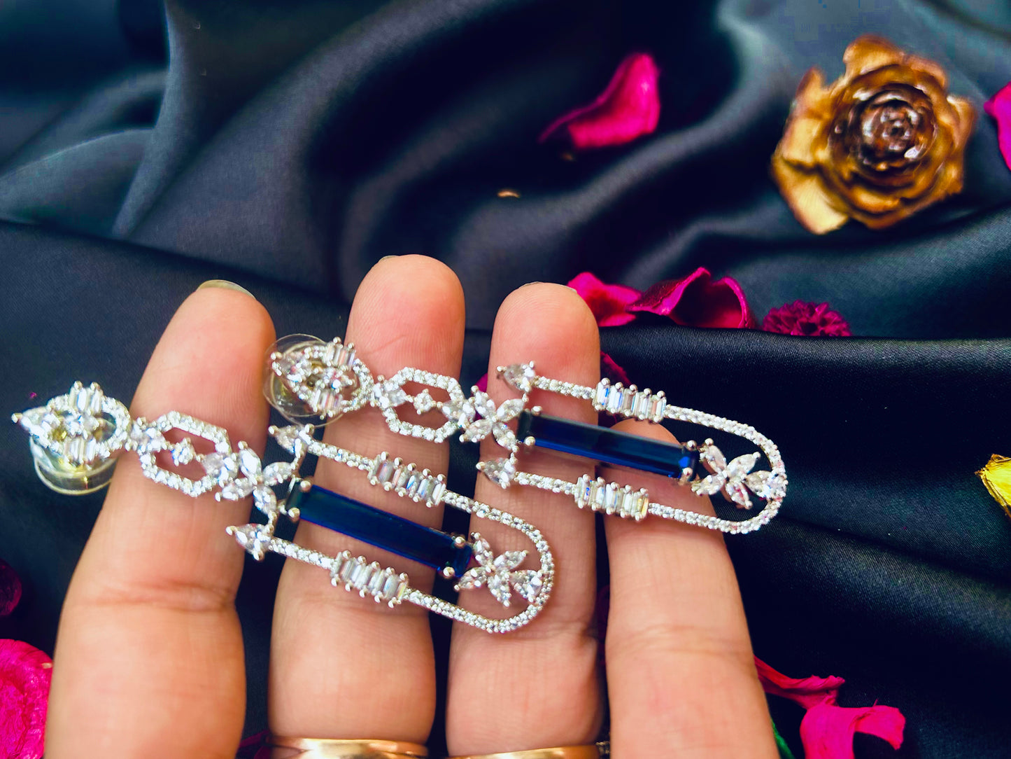 Hitanshi navy earrings