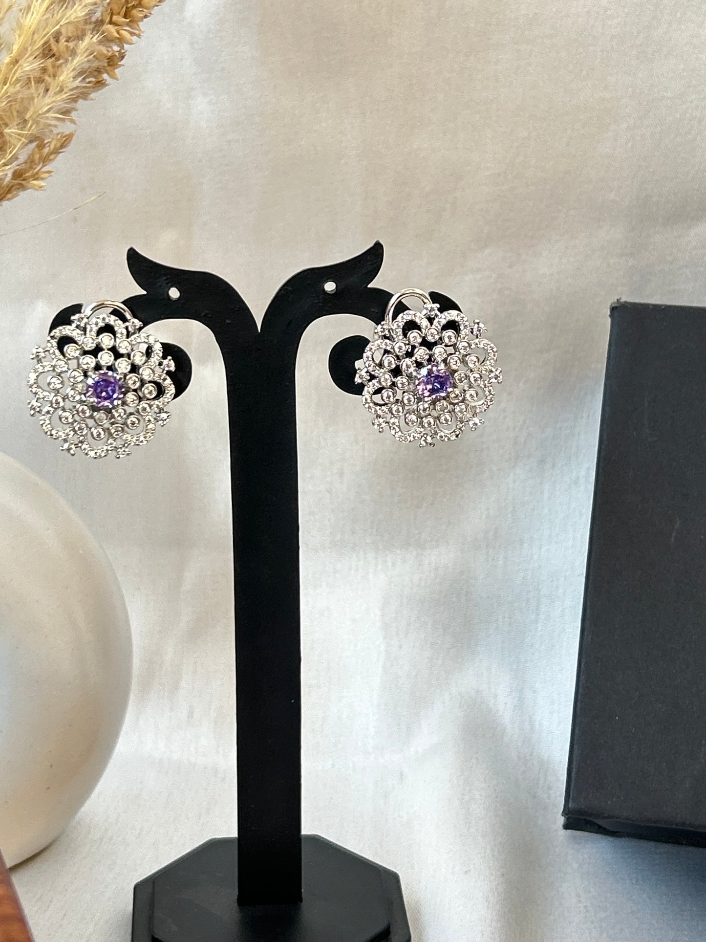 purple studs earrings