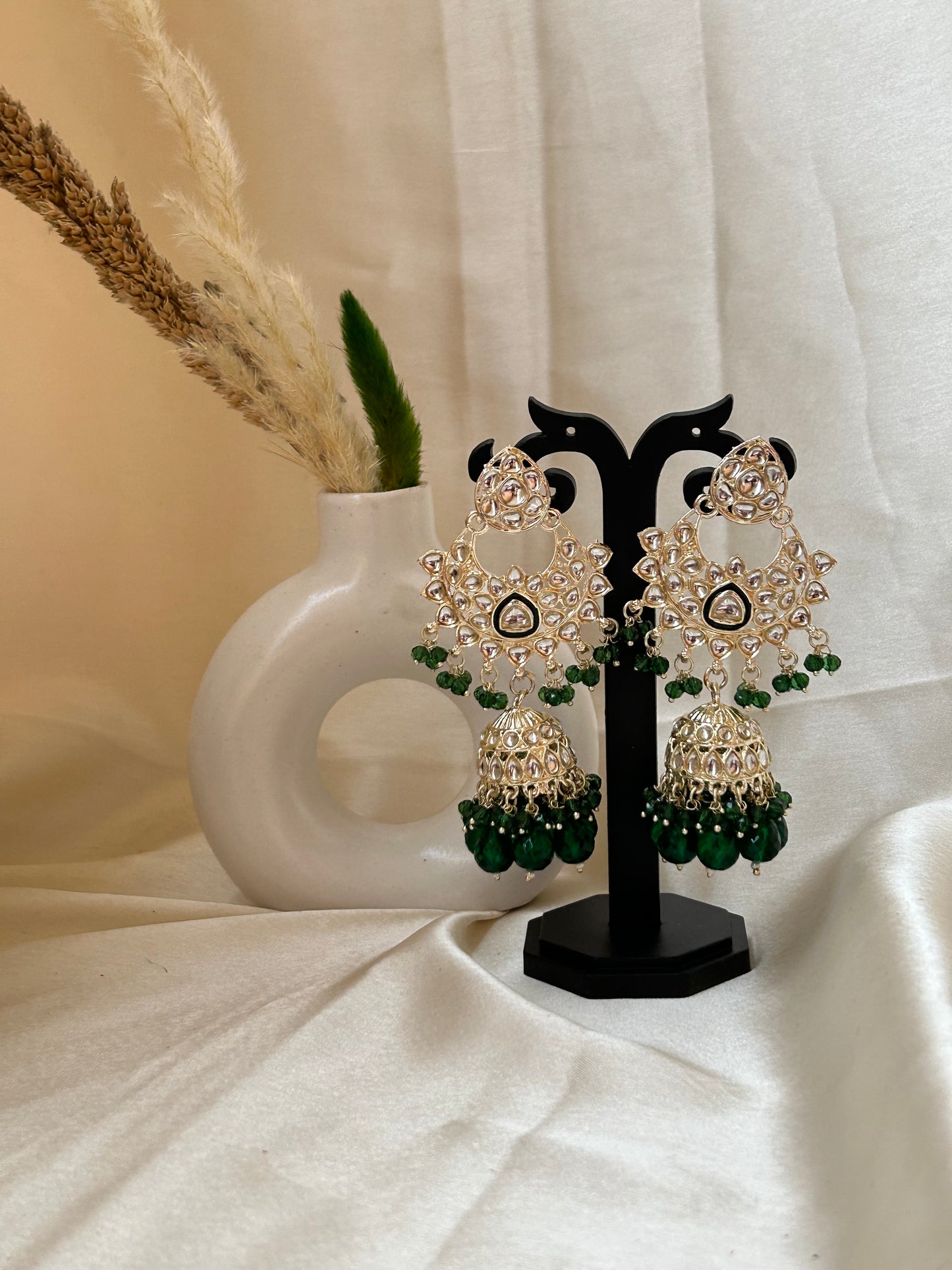 Swati emerald green jhumka