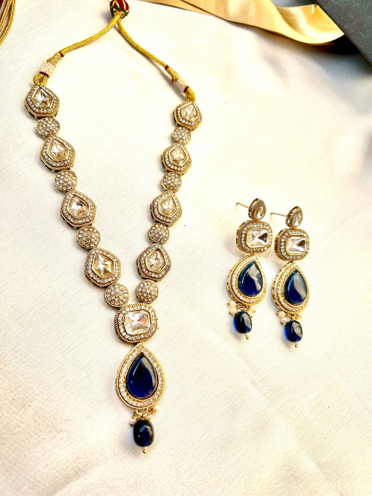 Ramya Red kundan necklace set