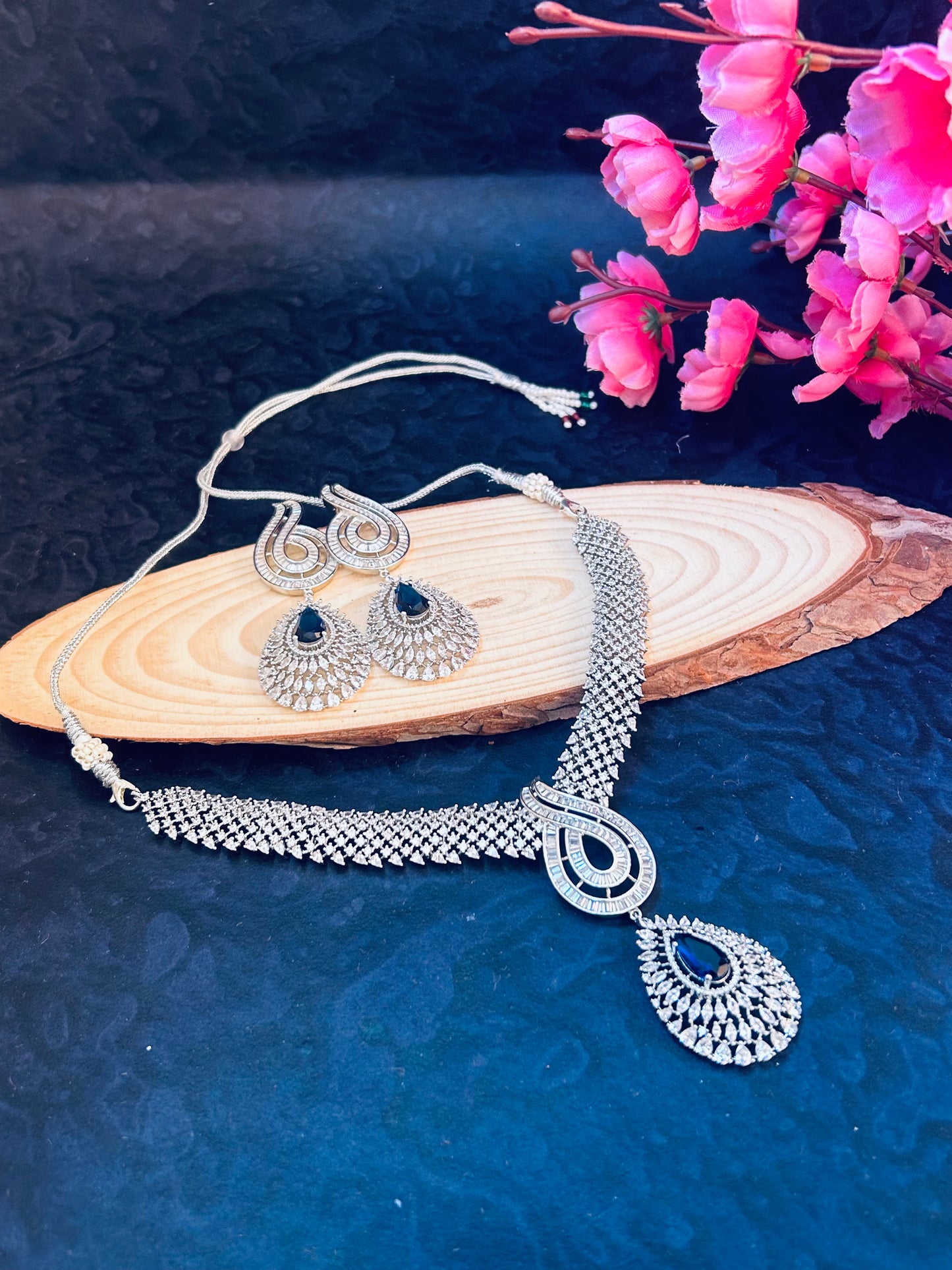Sofia navy necklace
