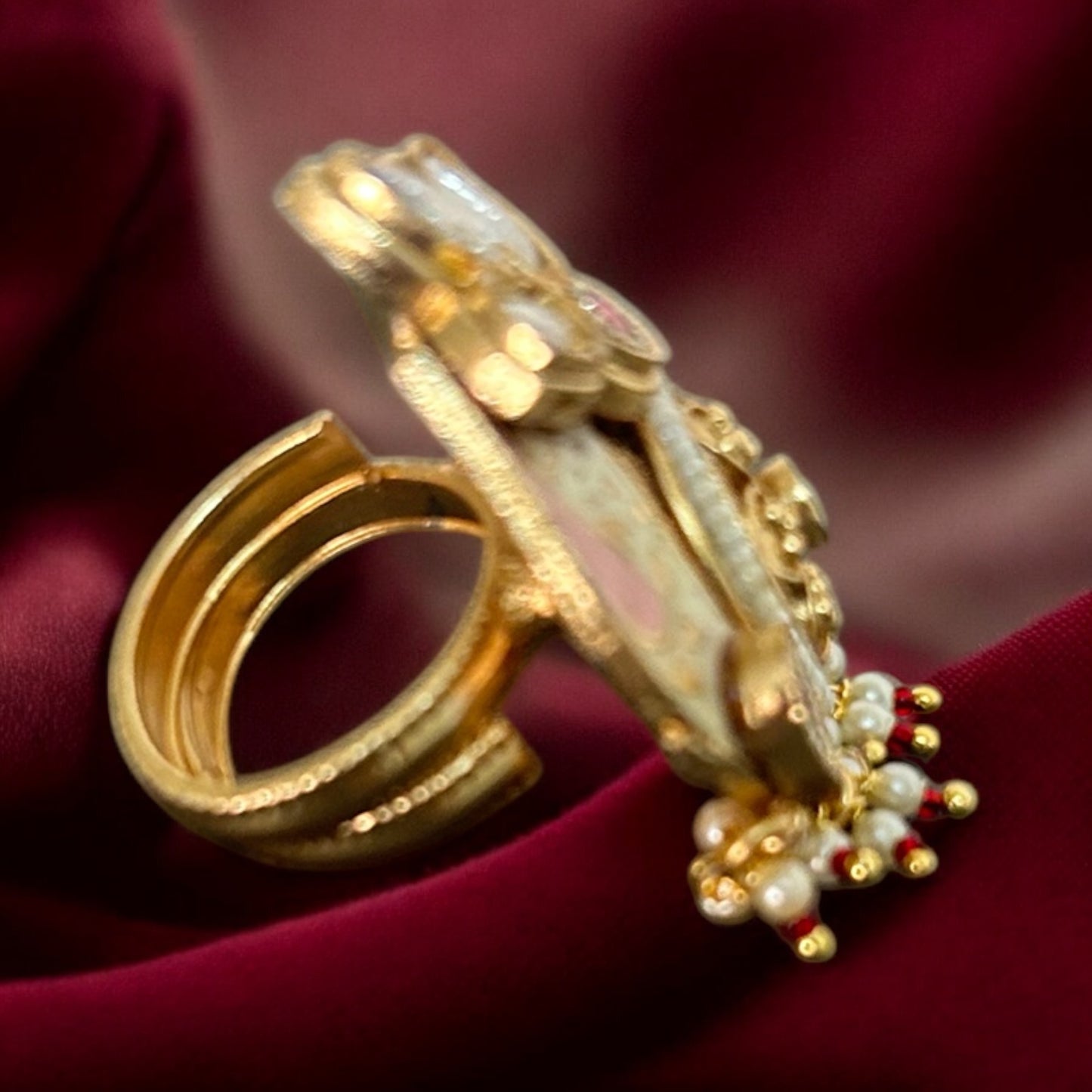 Royal Kundan Enamel Statement Ring