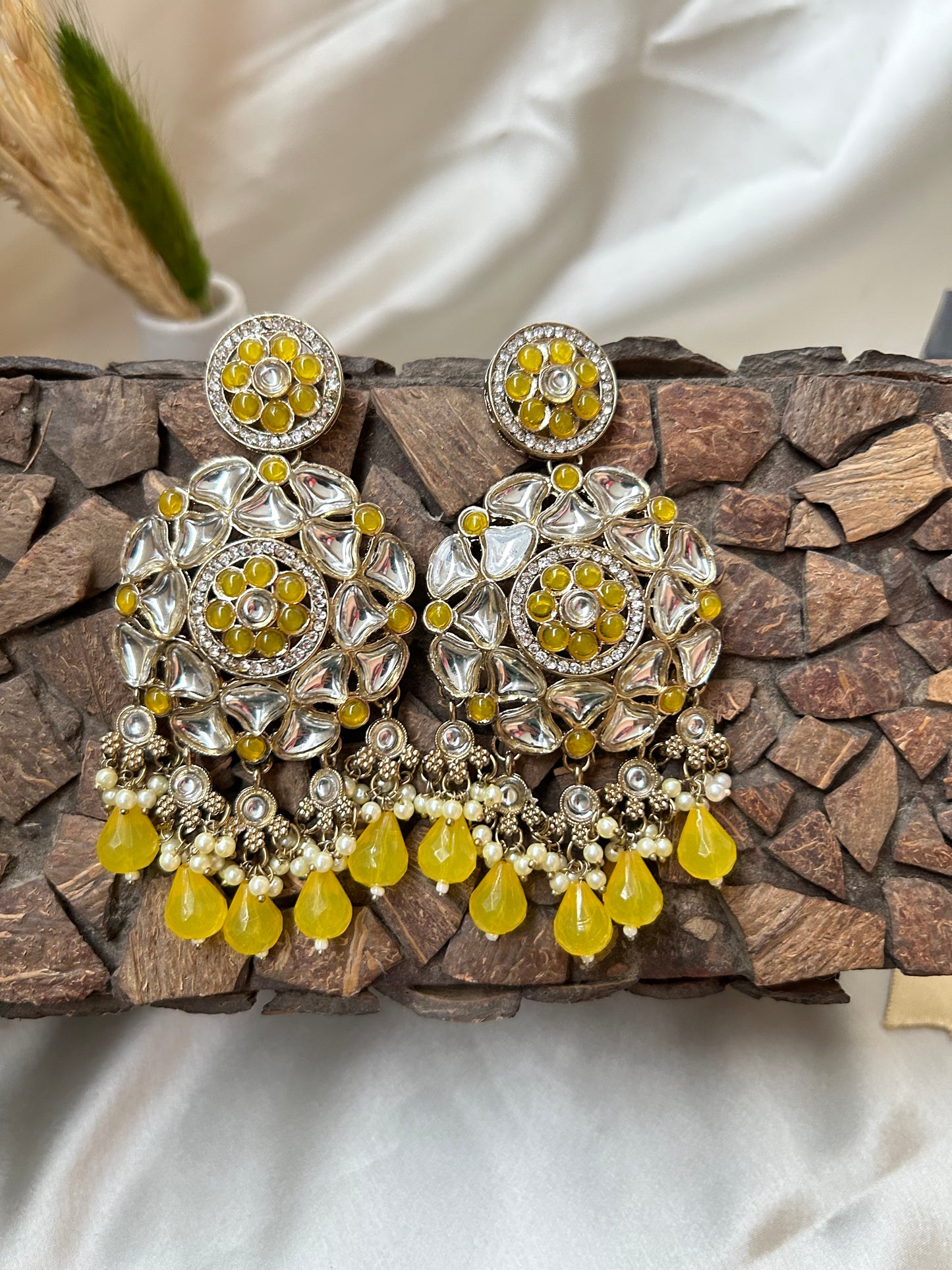 Janvi yellow Chandbali