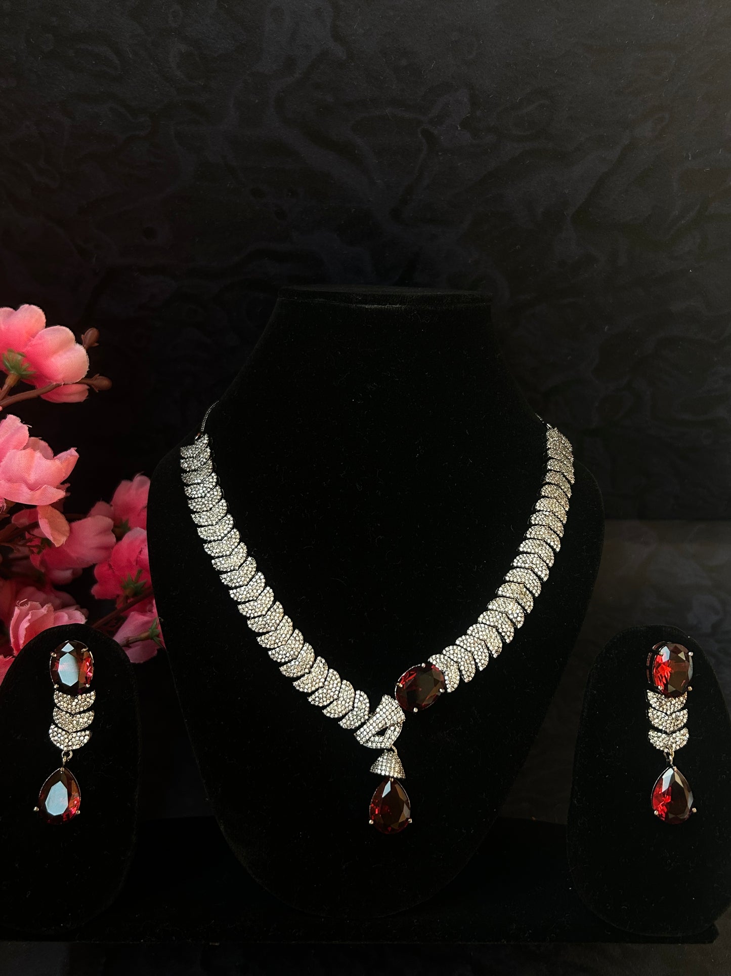 Ruby American diamond necklace