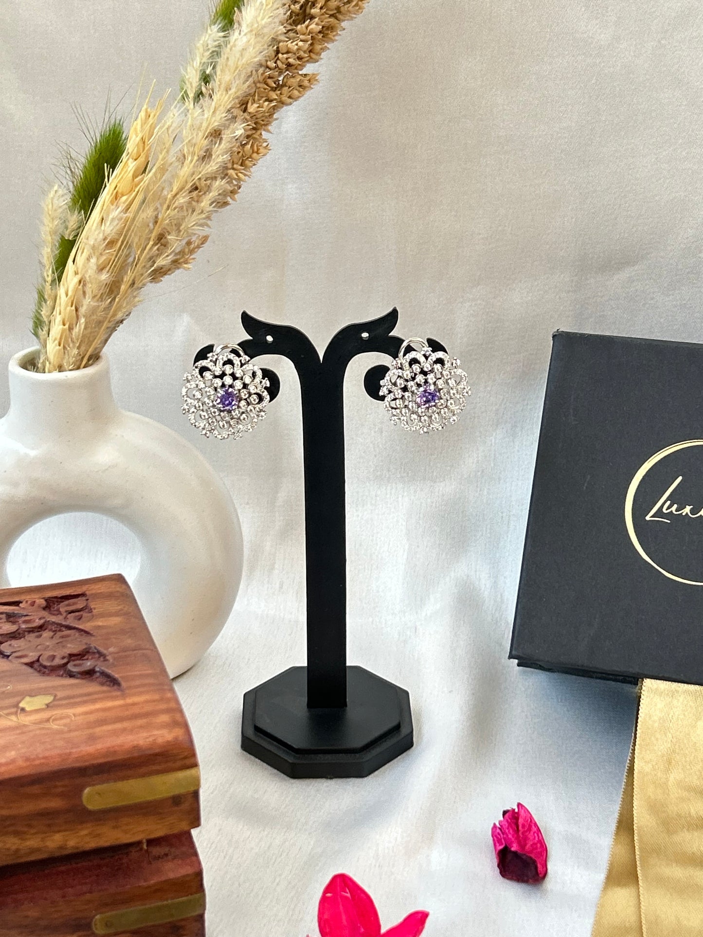 purple studs earrings