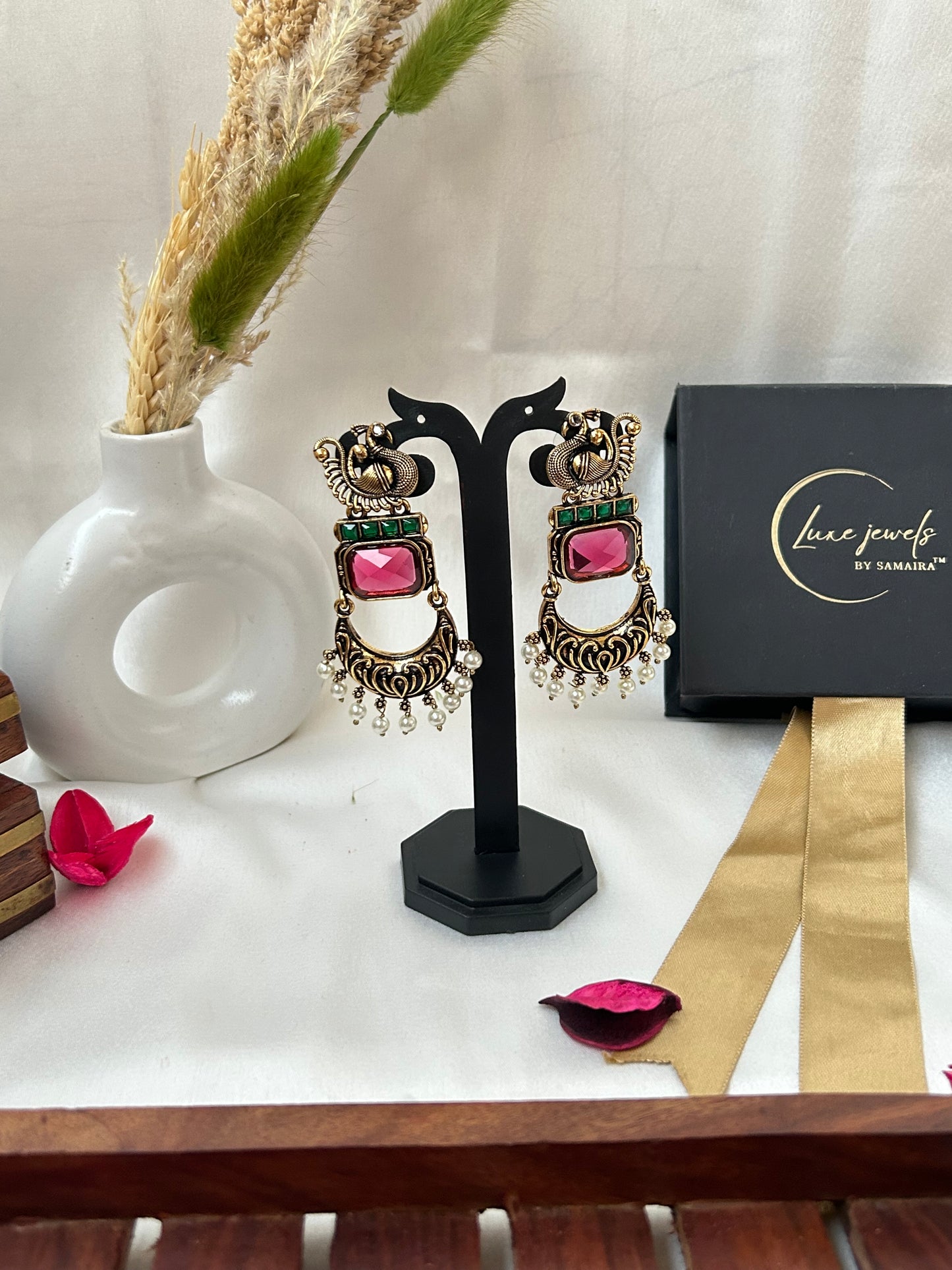 Adhira Red chandbali
