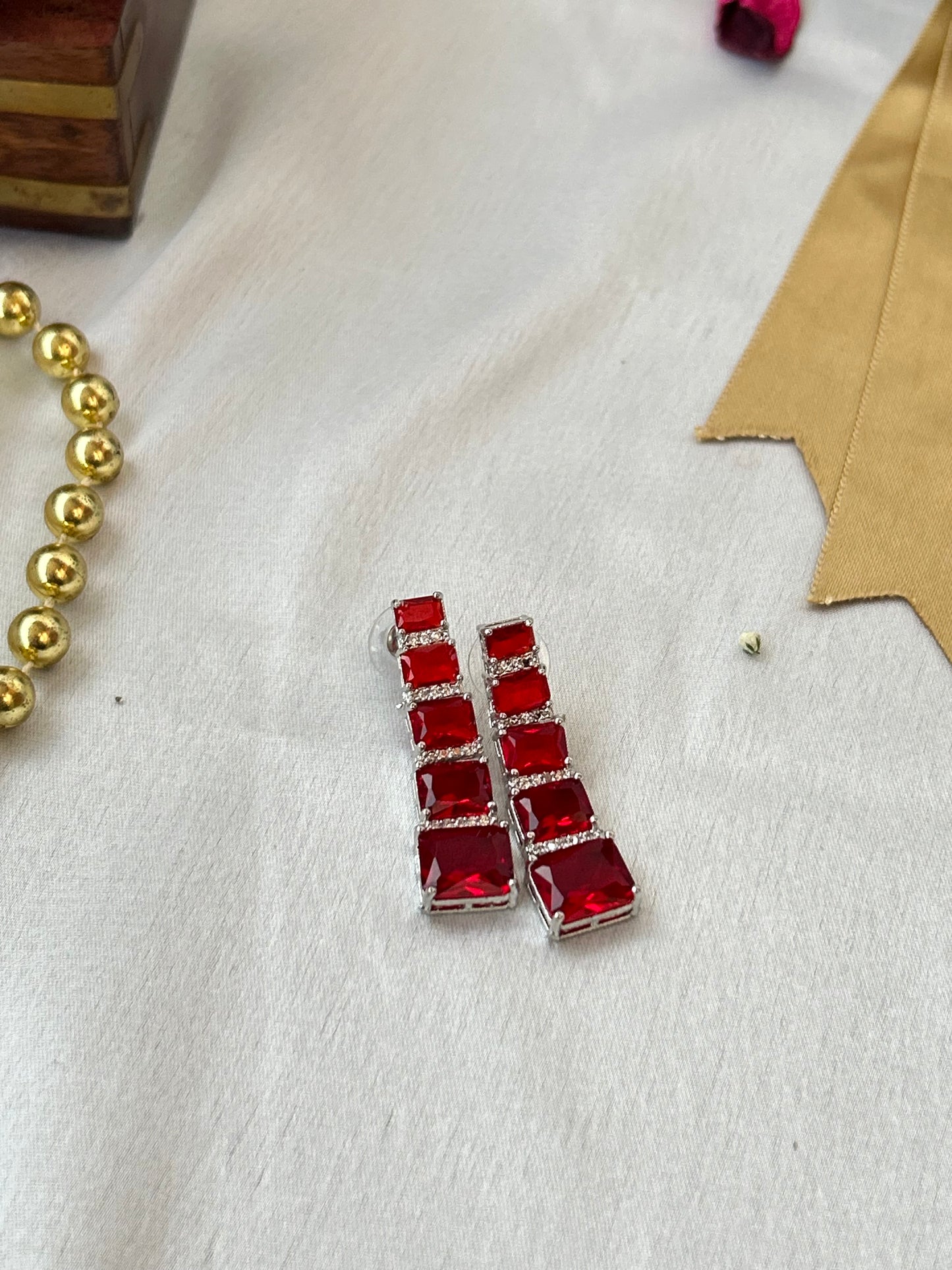 Regal Ruby Red Cascade Earrings