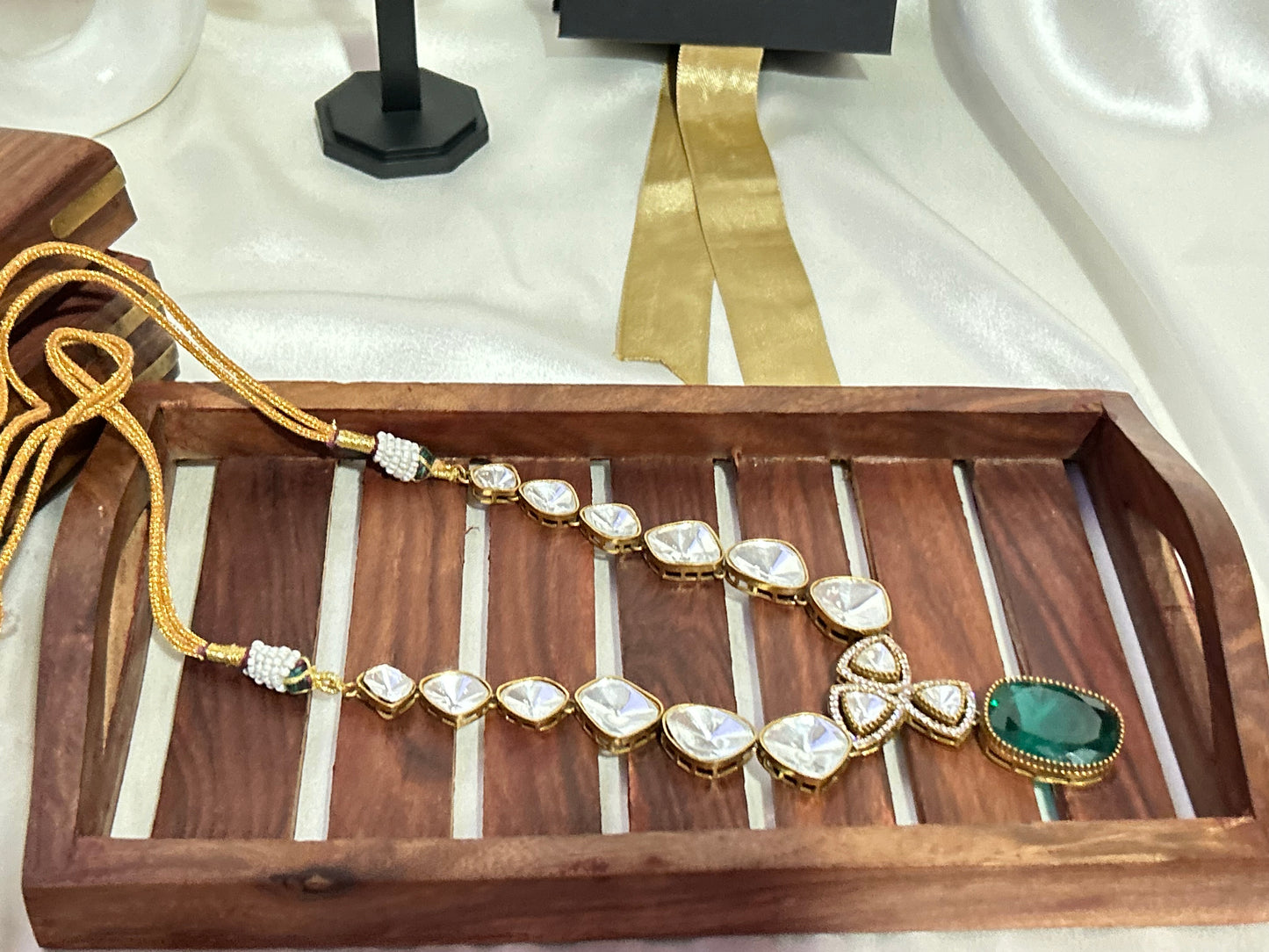 emerald green kundan necklaceset