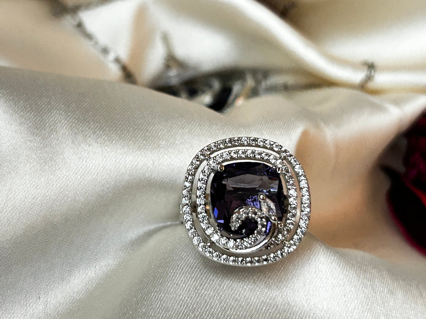 Khwaish purple pendant set with ring