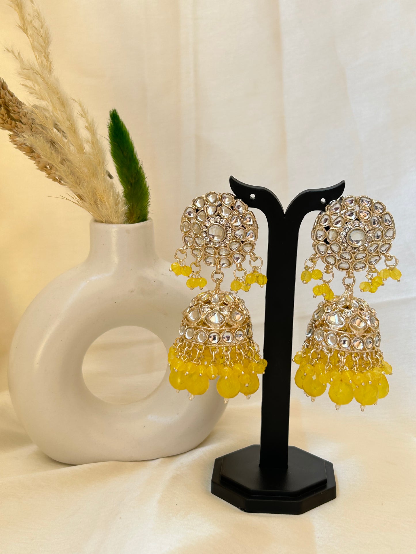 Yellow Heena jhumka