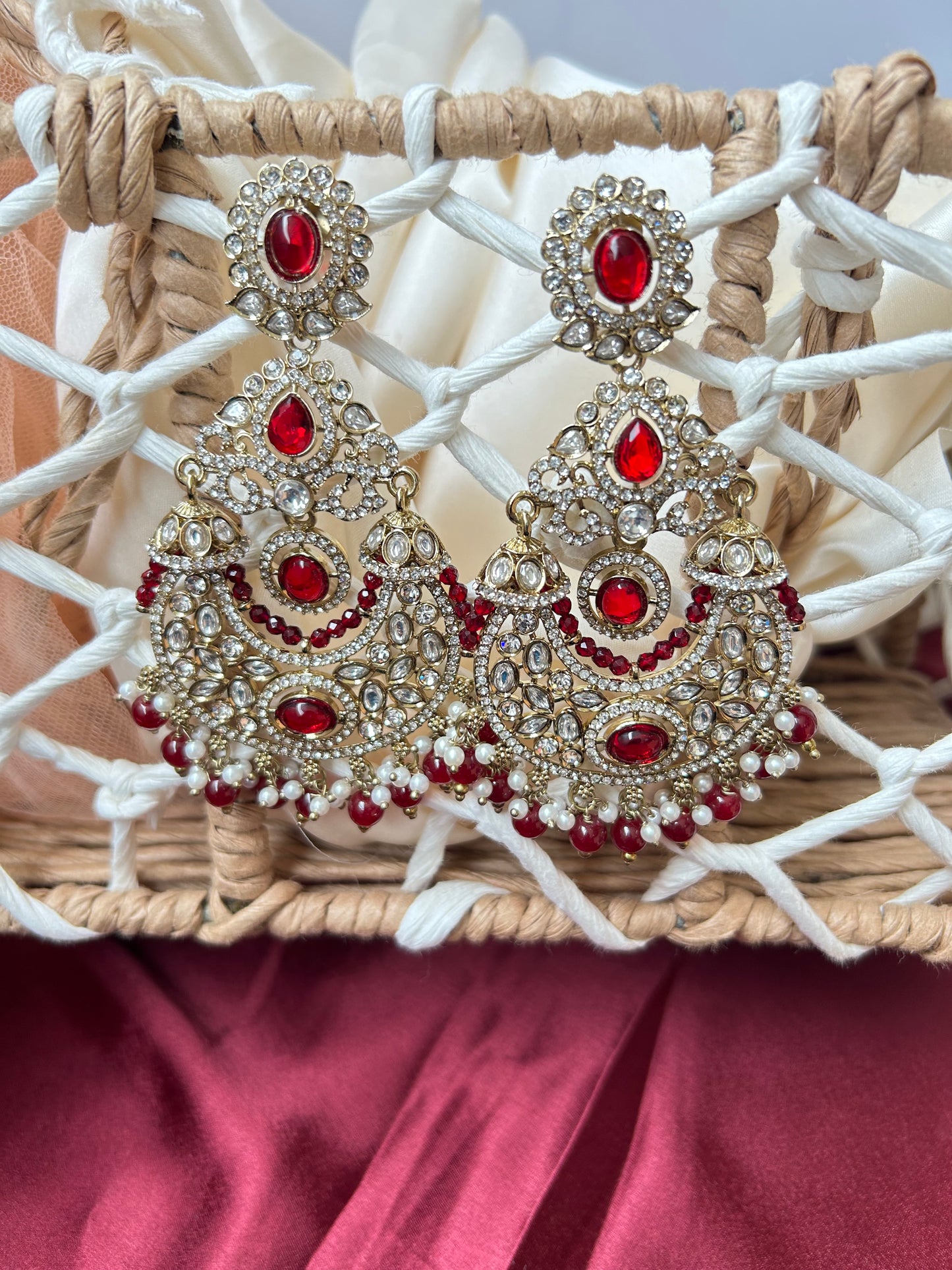 Vruti Maroon Chandbali