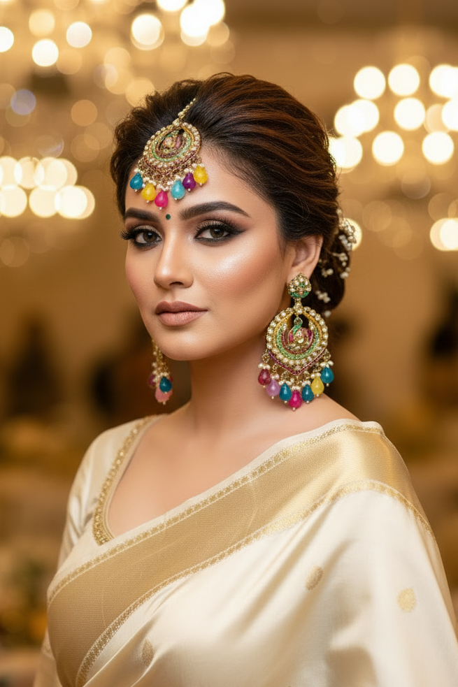 Jivika multi earrings and tikka