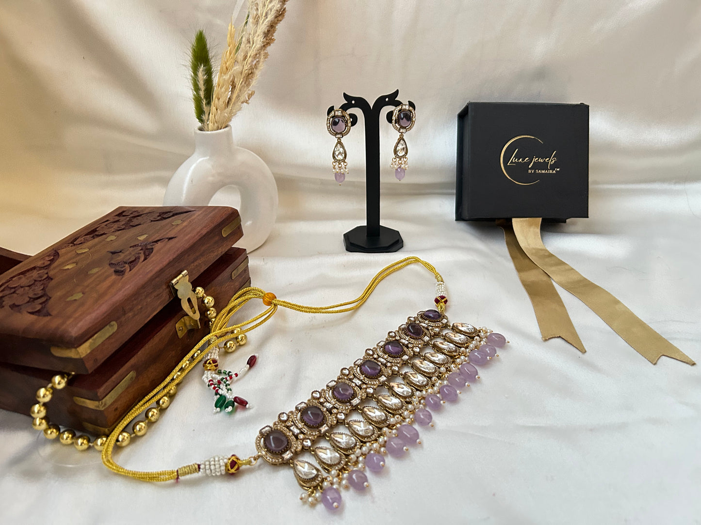 Suruchi purple kundan choker necklace