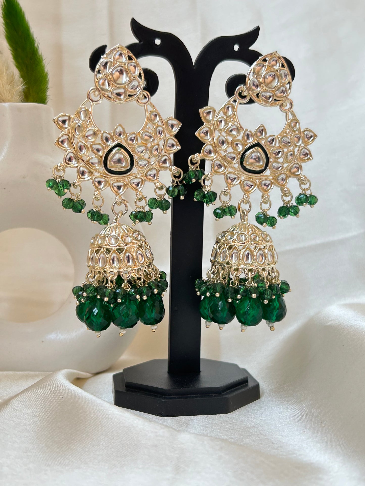 Swati emerald green jhumka