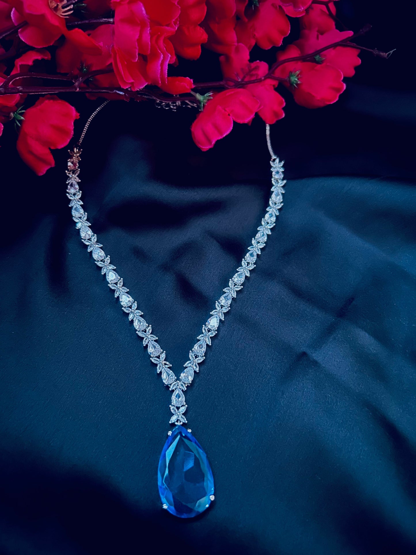Deepika blue pendant necklace