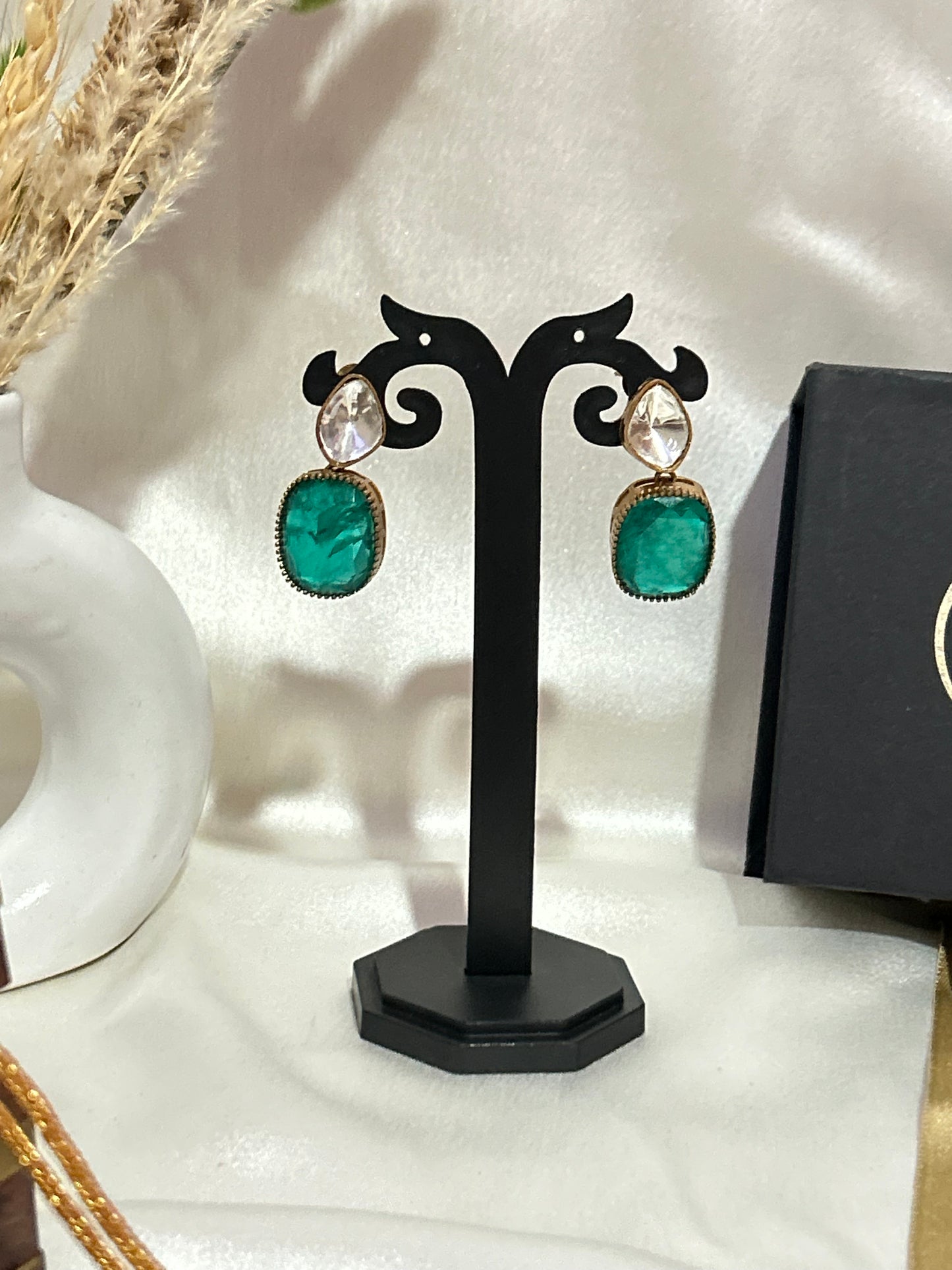 emerald green kundan necklaceset