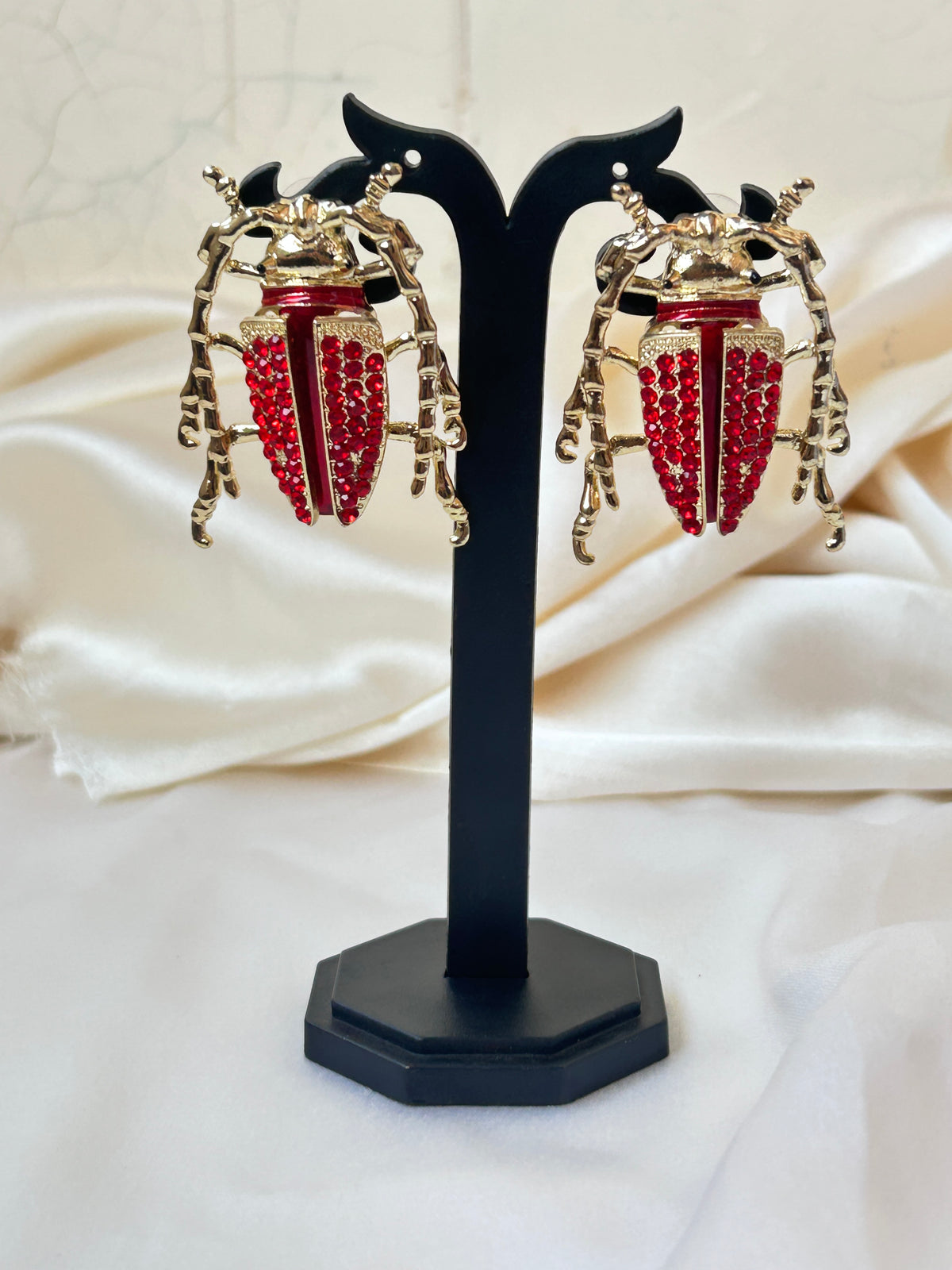 Enamel Red beetle Earrings