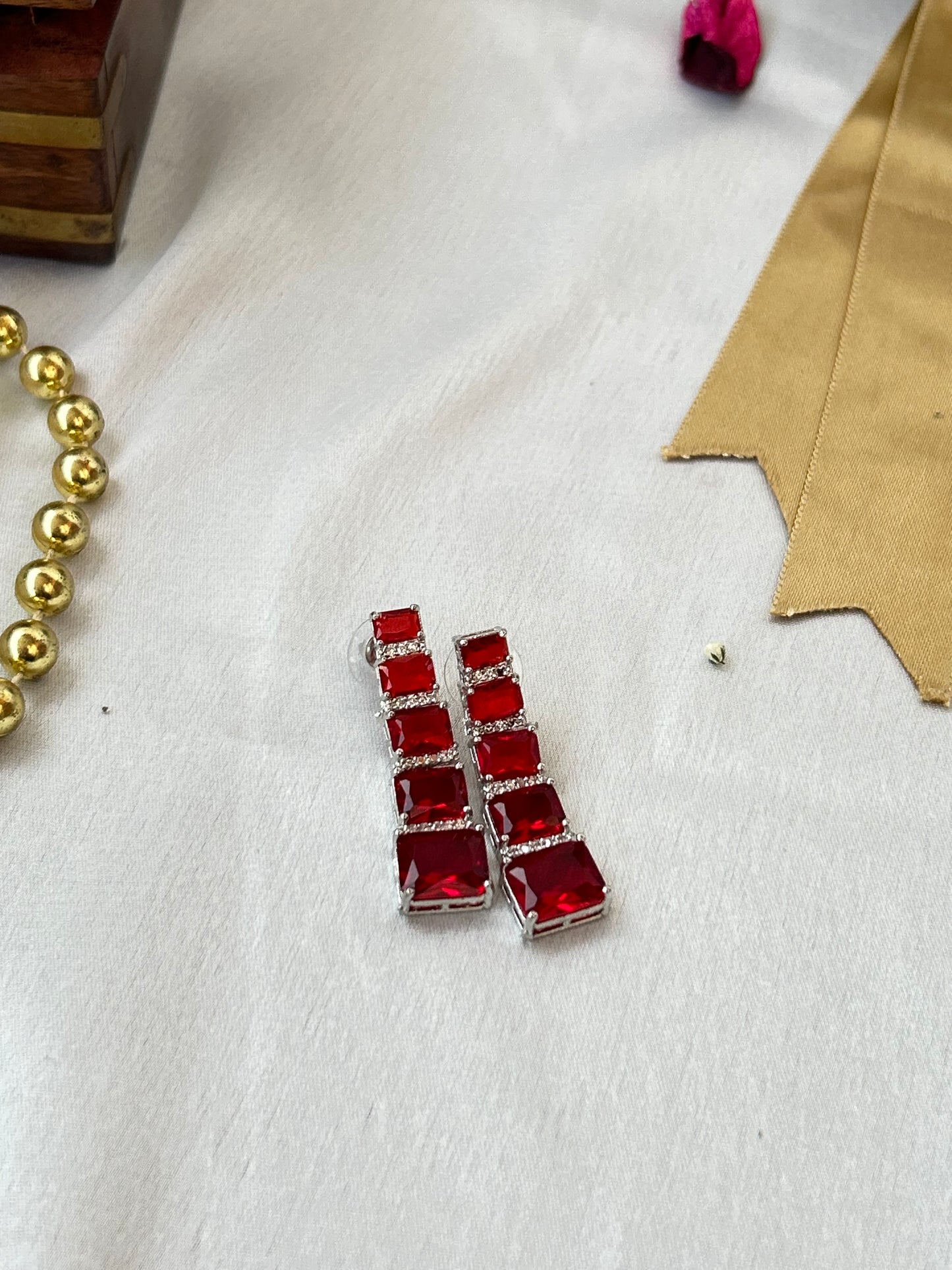 Regal Ruby Red Cascade Earrings