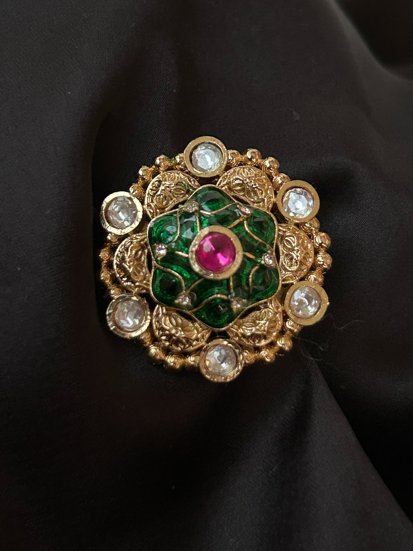 Zoya green floral Ring