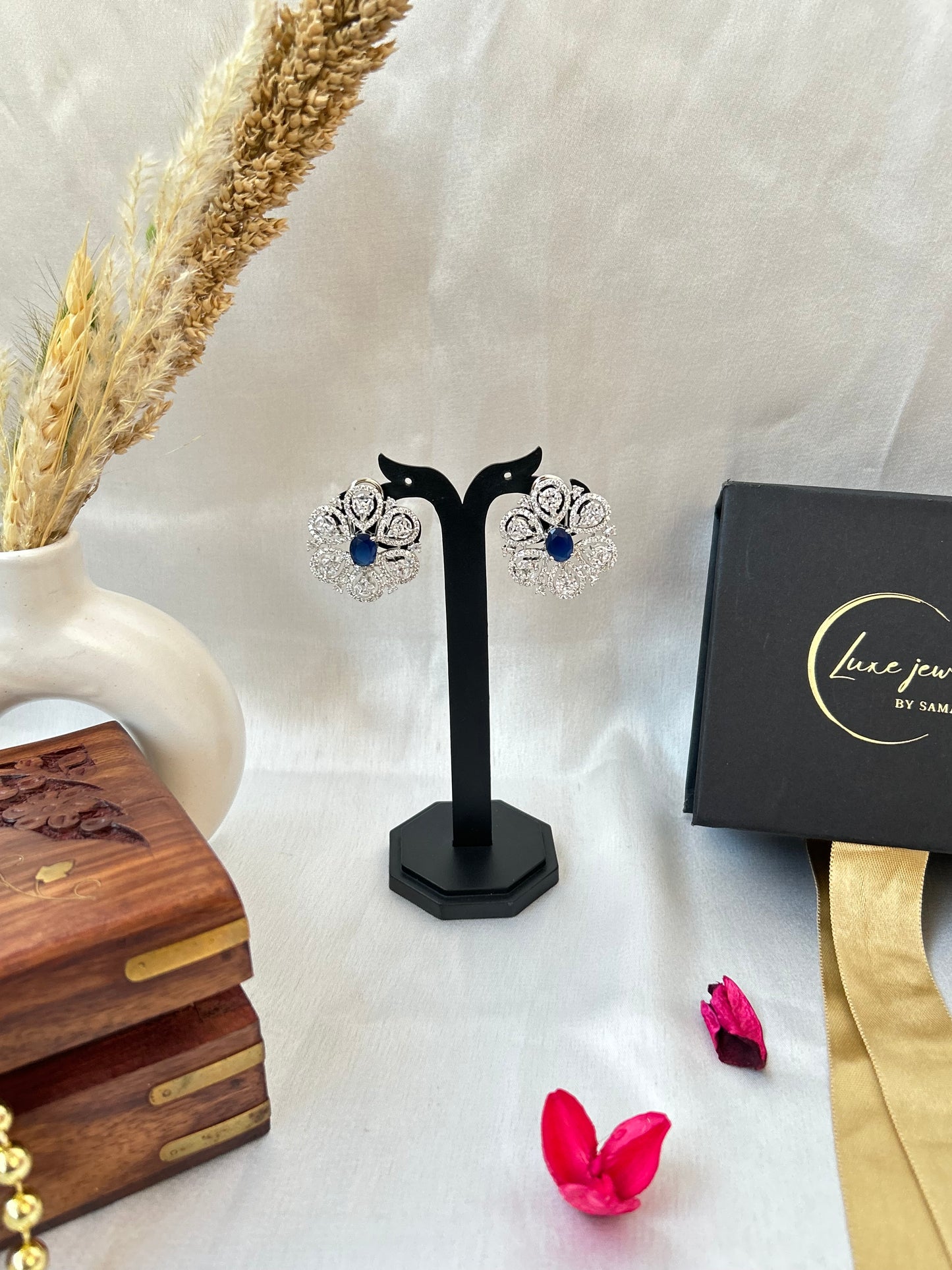 Navy blue studs earrings earrings big studs