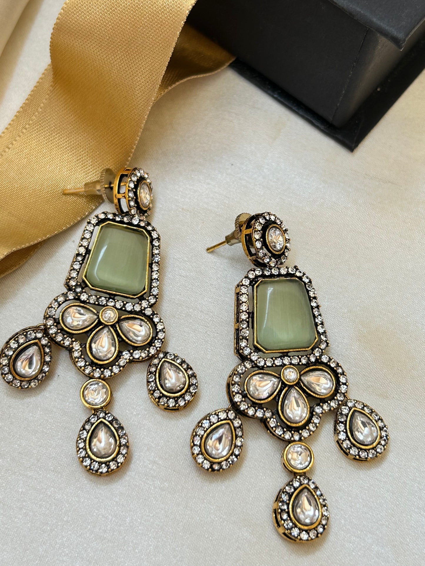 Green Victorian earrings