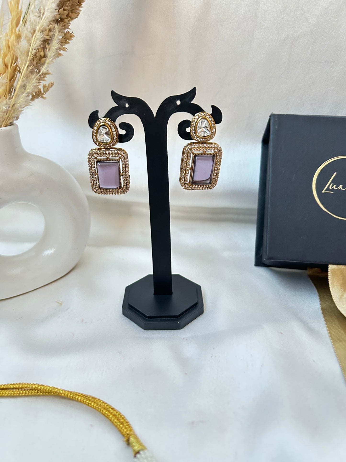 Purple Kundan AD Necklace Set