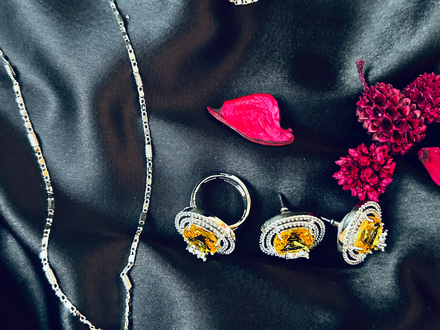 Khwaish yellow pendant set with ring