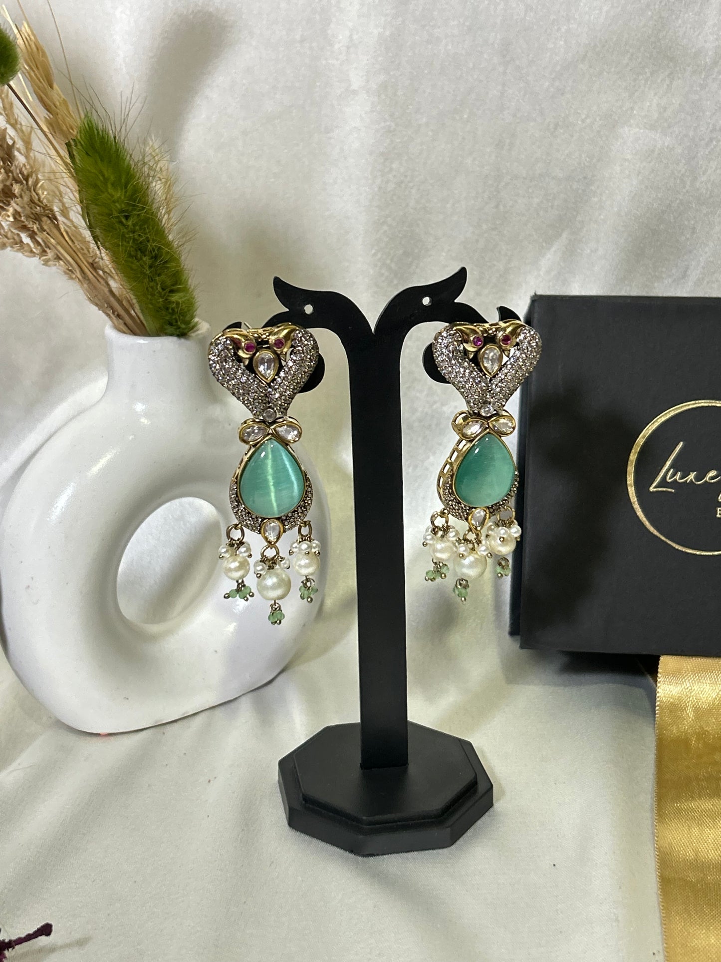 Arina sea green kundan necklaceset