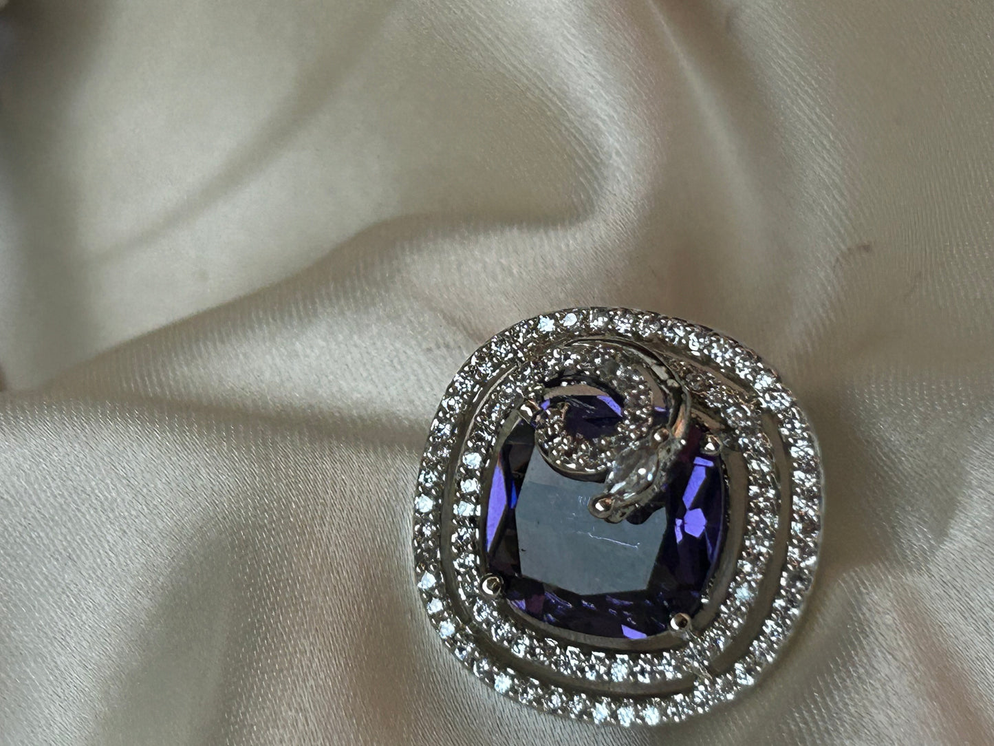 Khwaish purple pendant set with ring