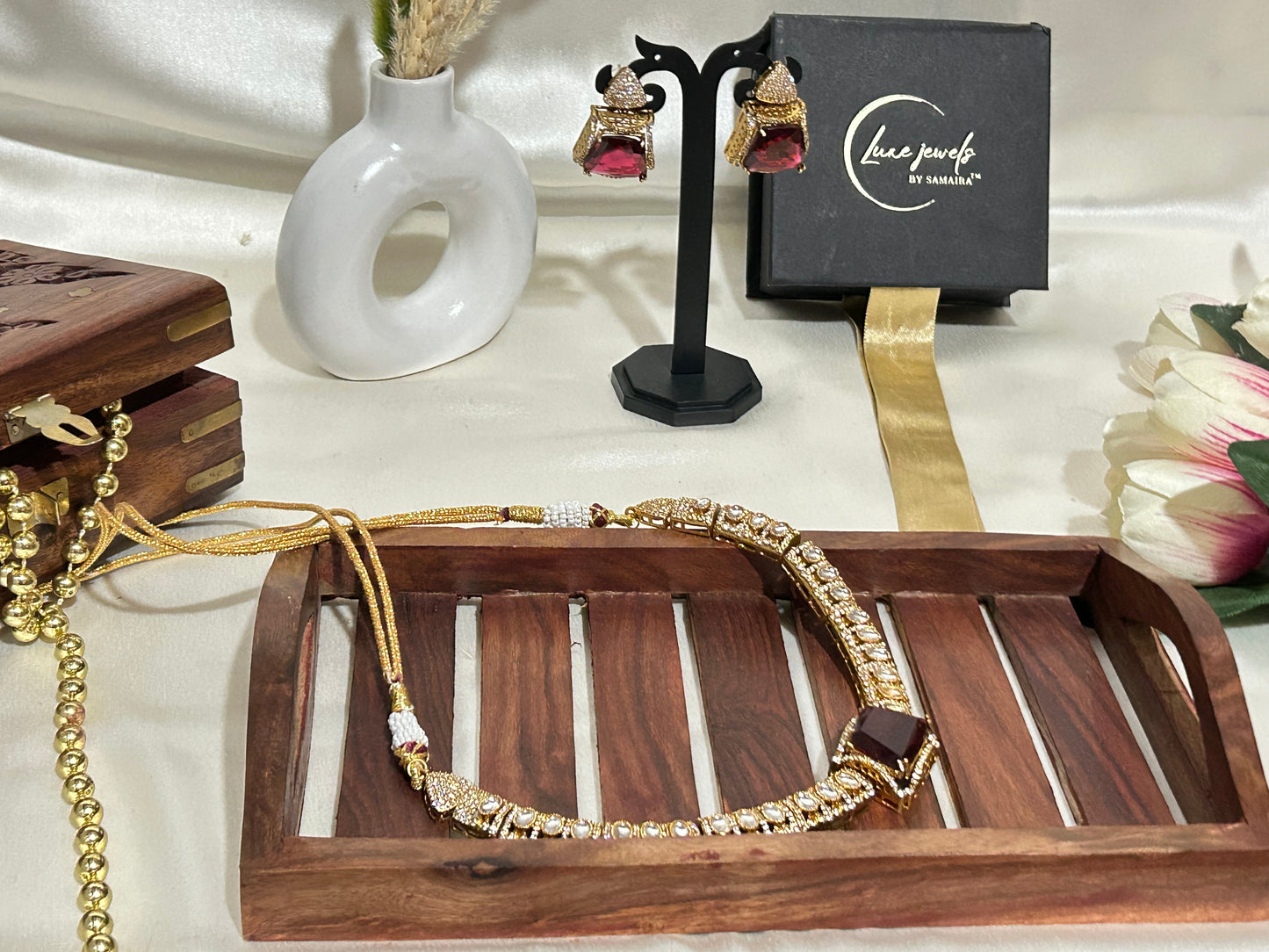 ruby red necklace set