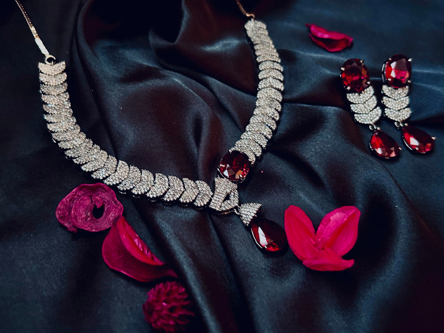Ruby American diamond necklace