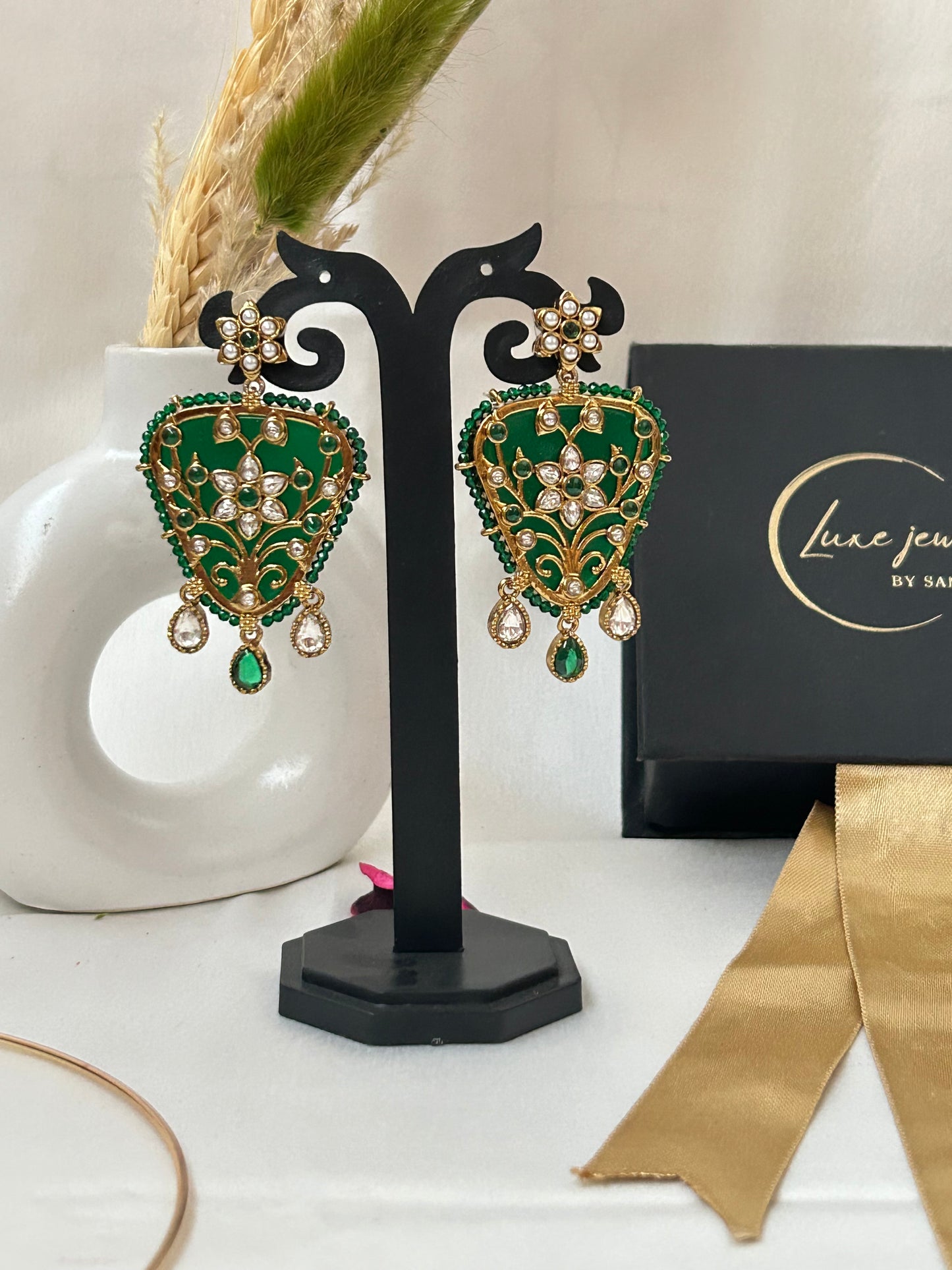 krishav green necklaceset