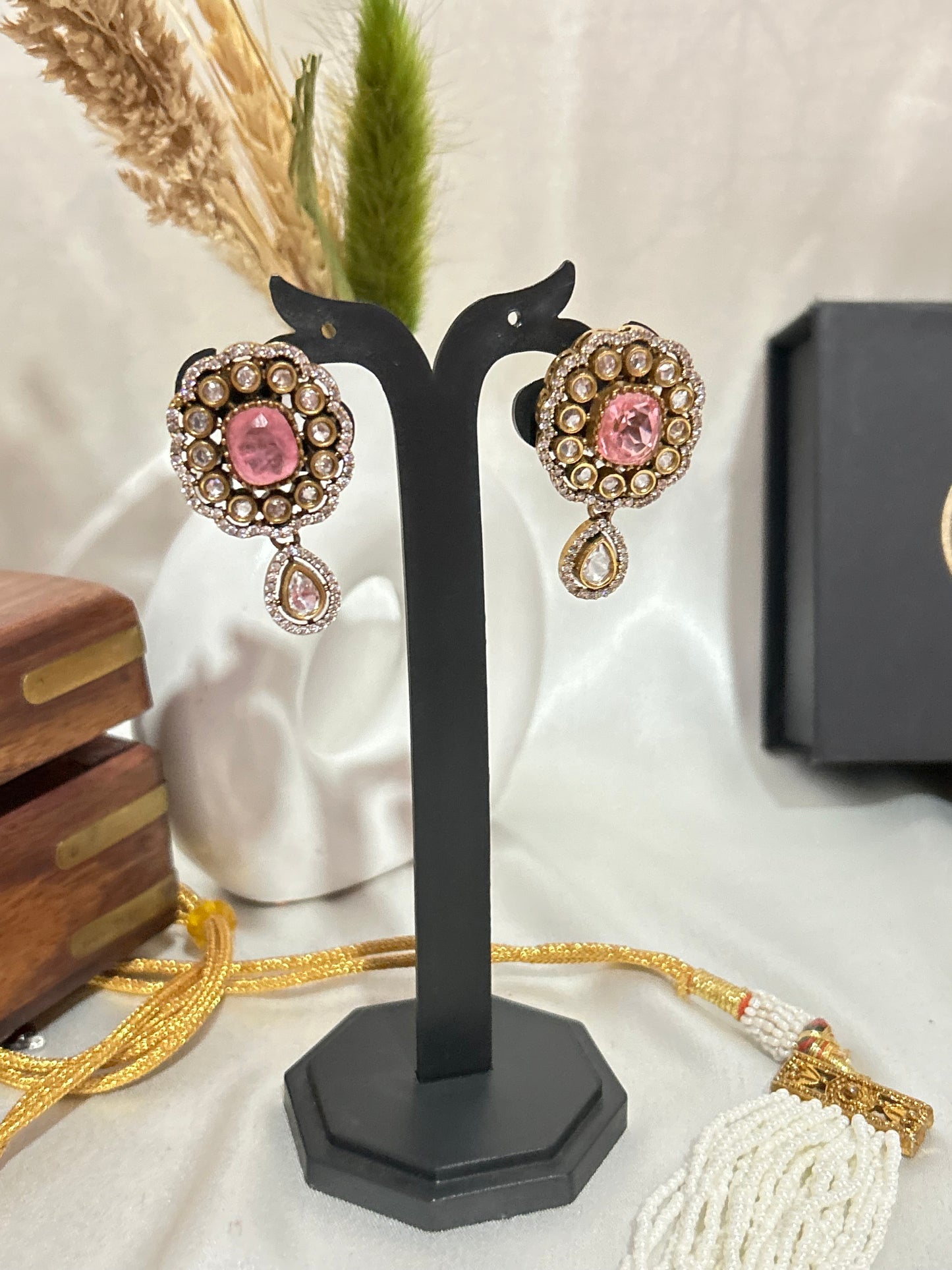 kayra pink polki necklaceset