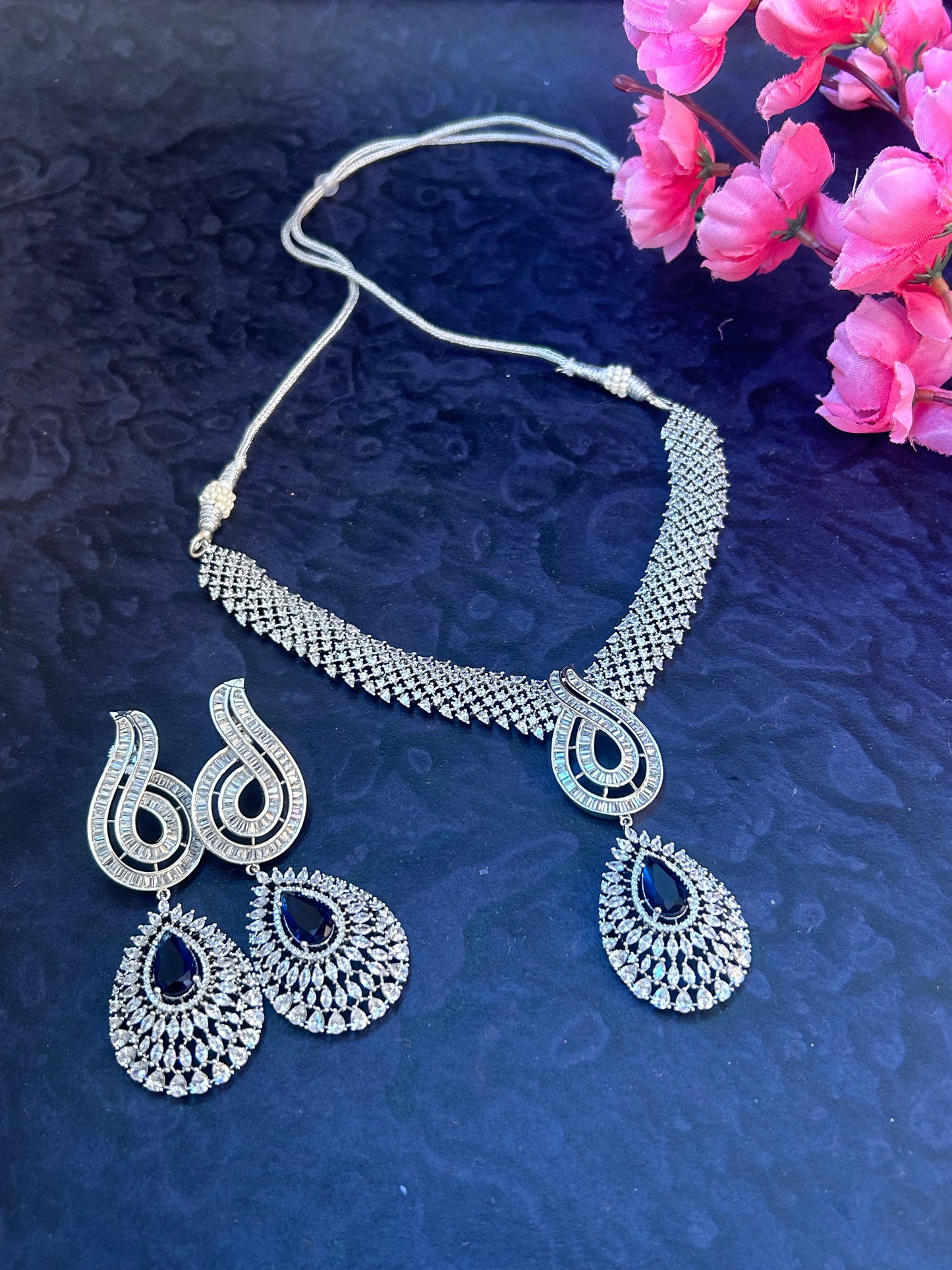 Sofia navy necklace