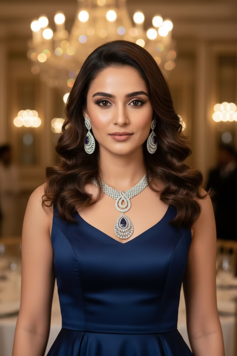 Sofia navy necklace