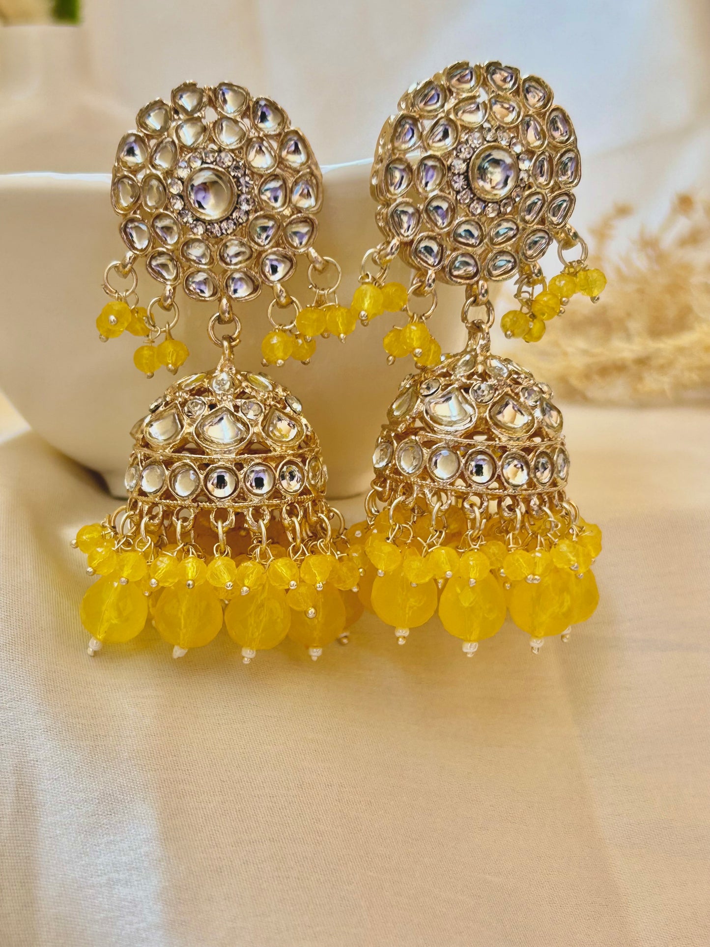 Yellow Heena jhumka