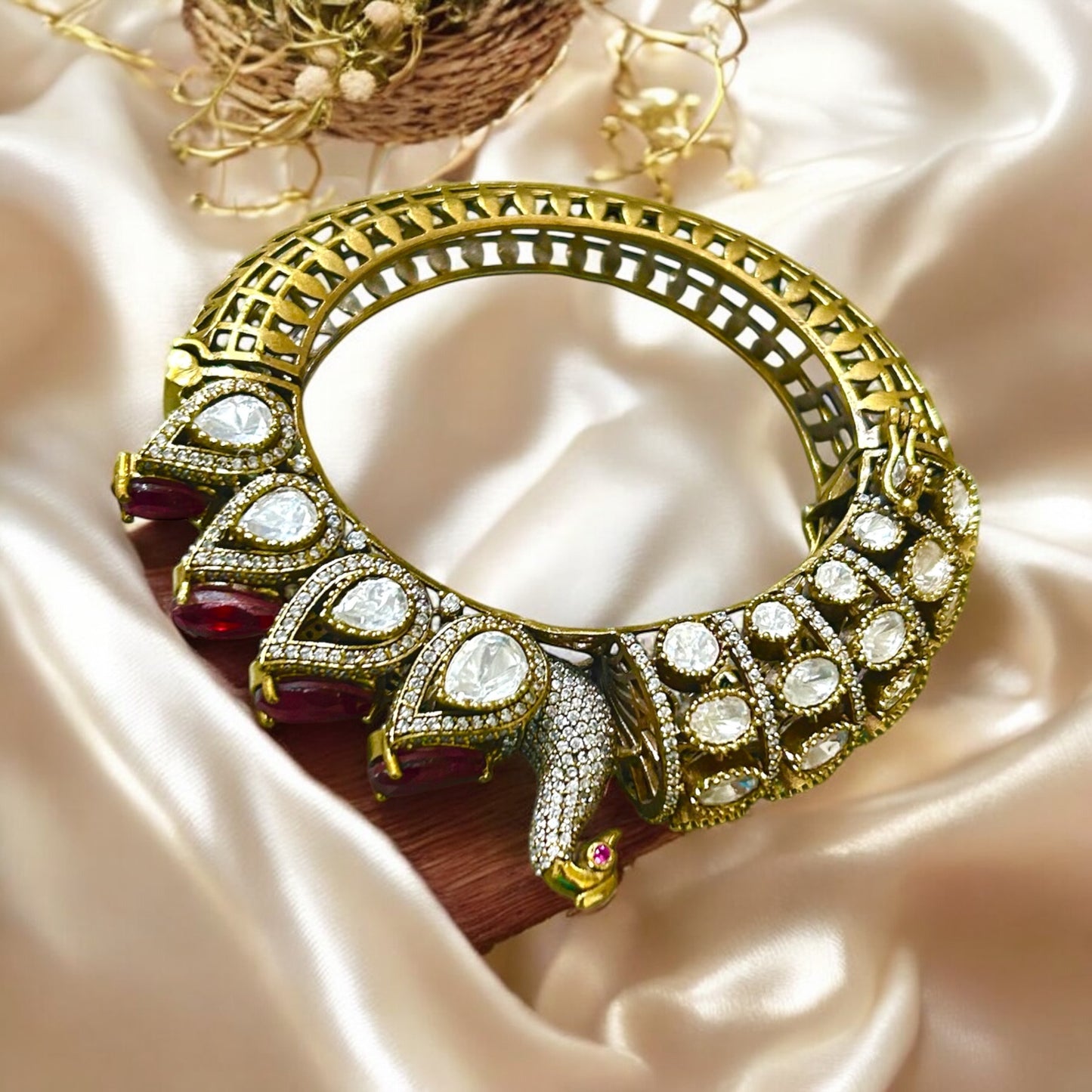 Royal Red Elephant Statement Bracelet