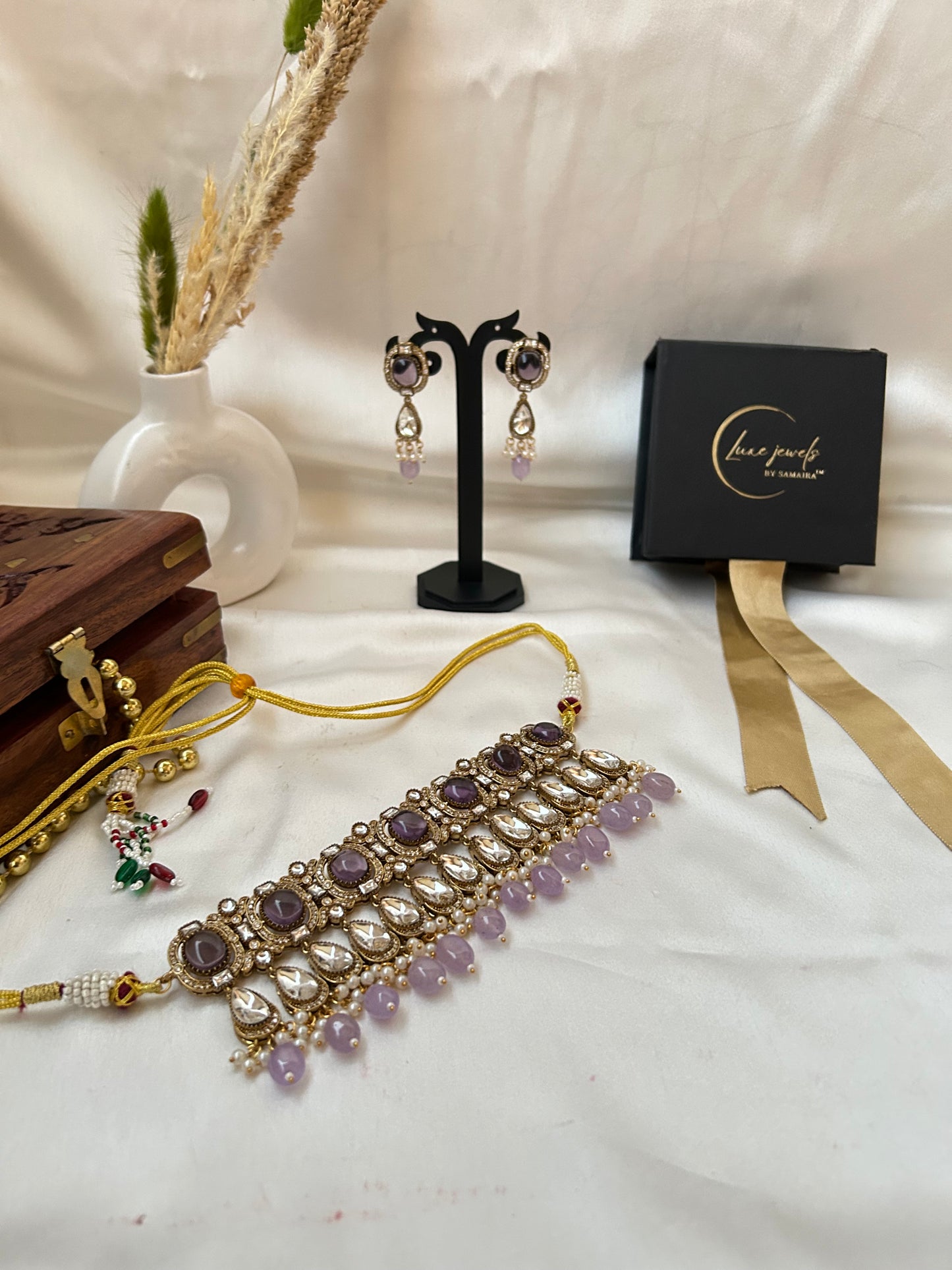 Suruchi purple kundan choker necklace