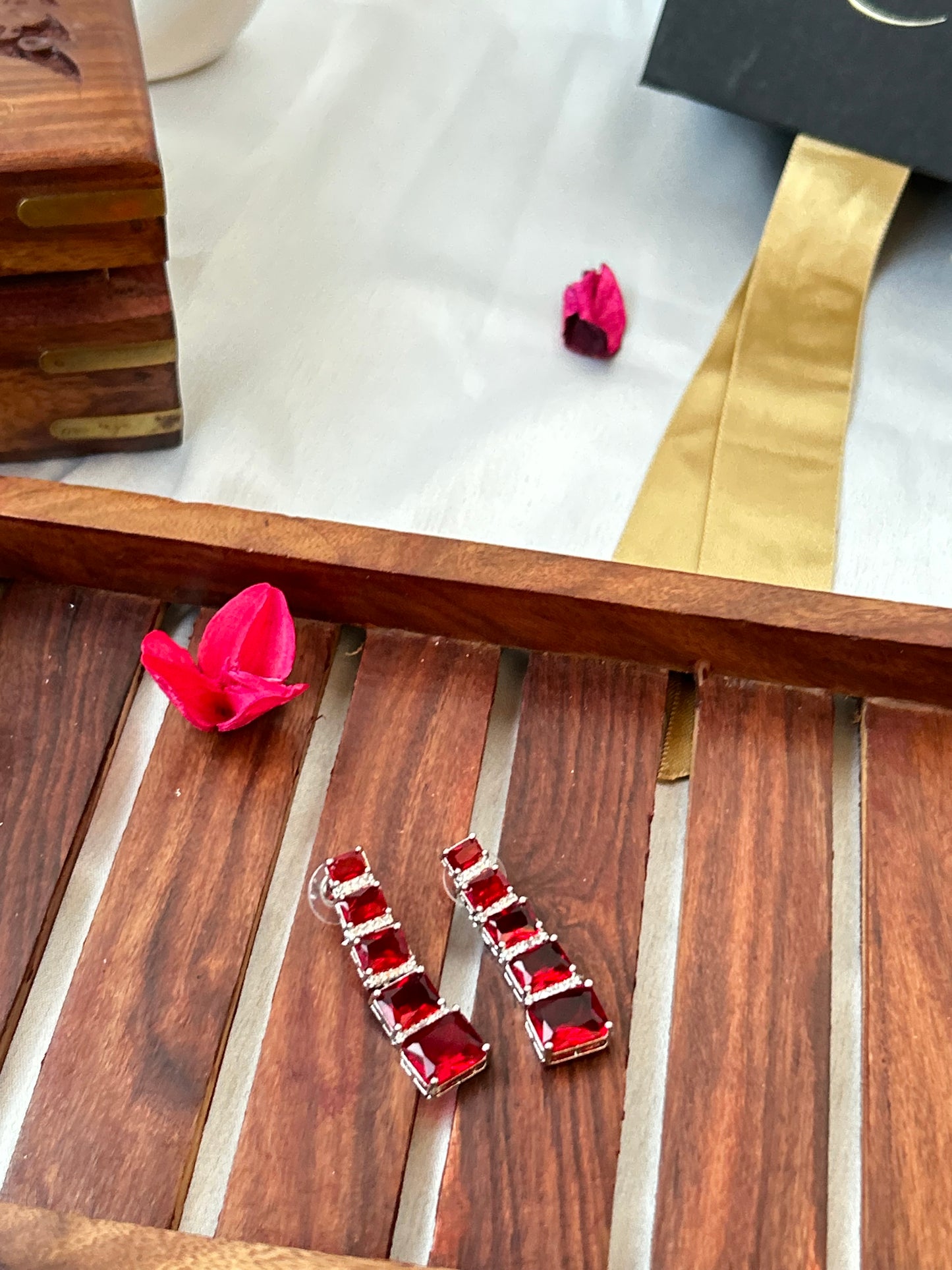 Regal Ruby Red Cascade Earrings