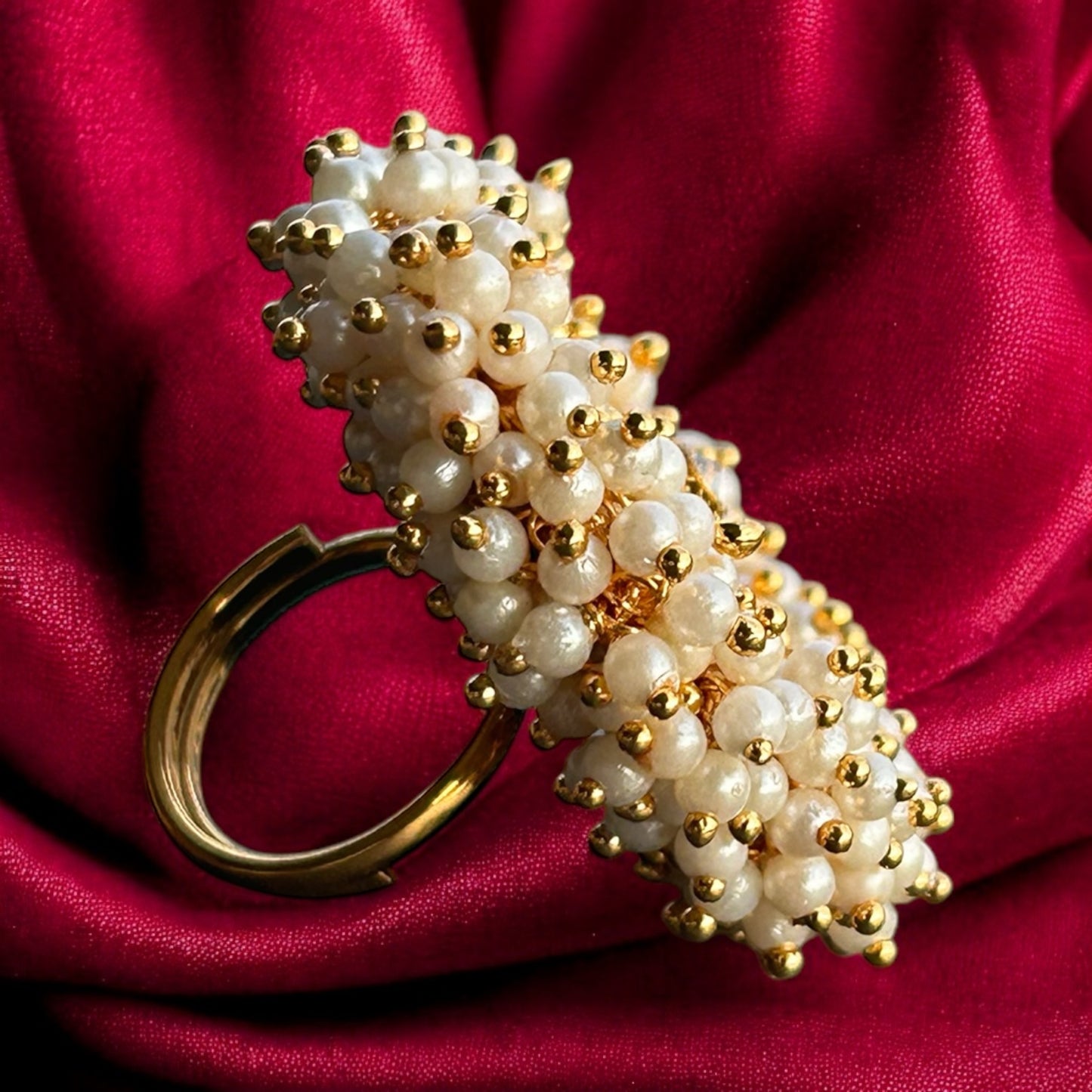 Royal Pearl Cluster Statement Ring