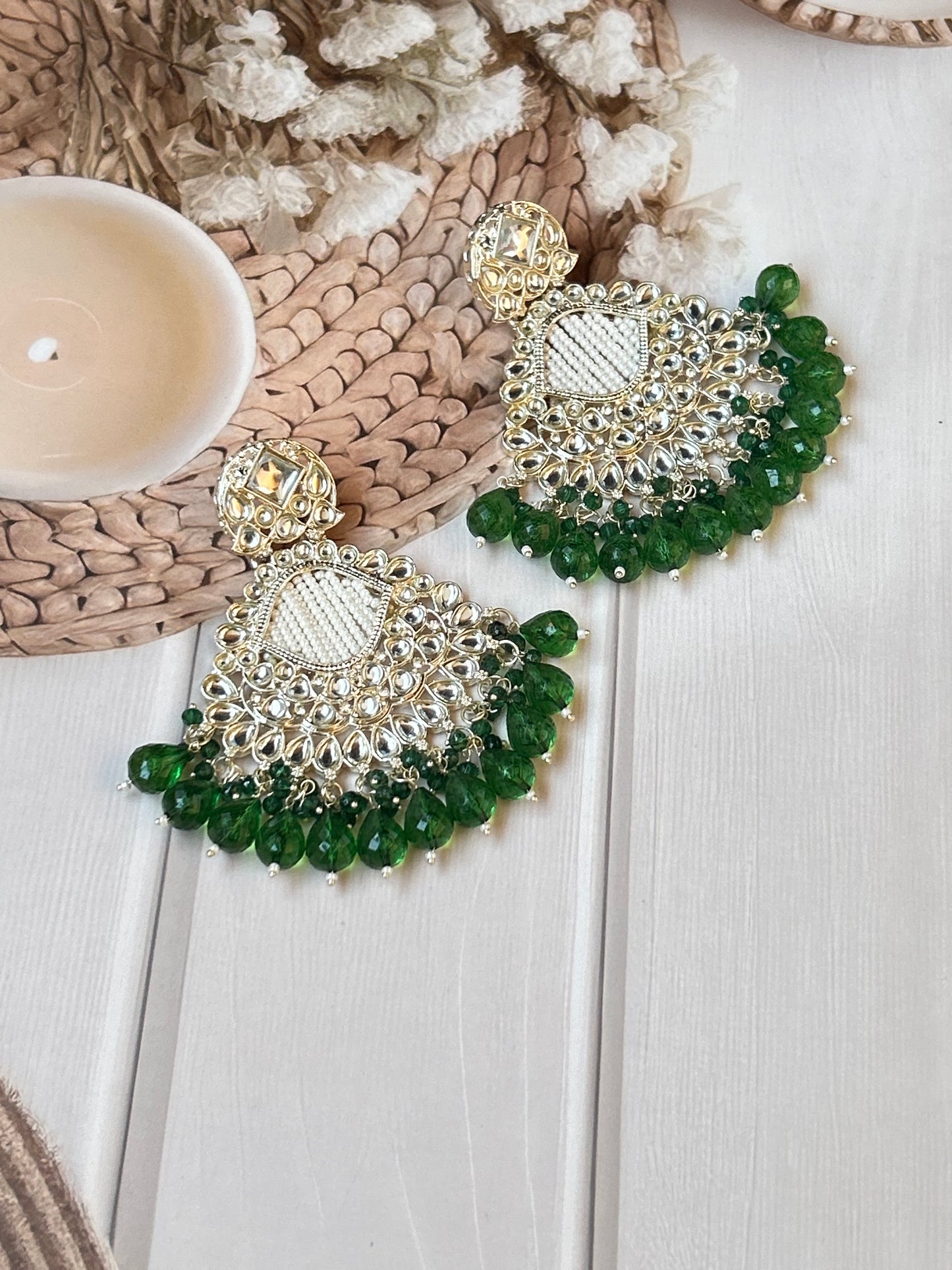 Arina emerald green Chandbali