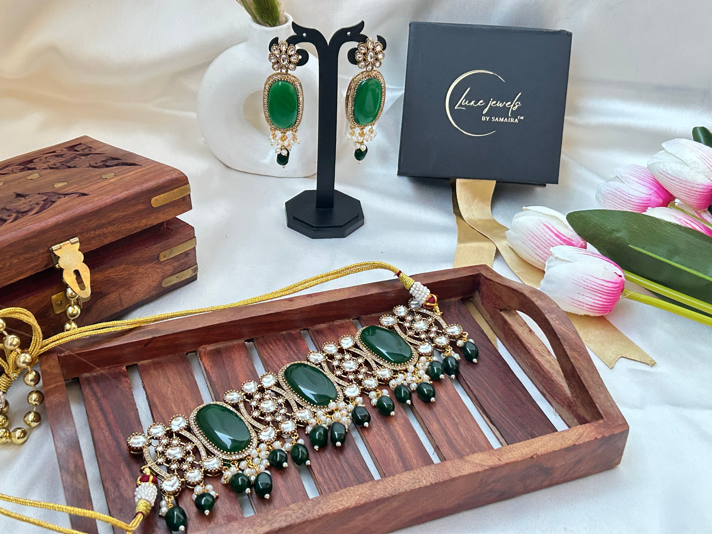 krisha green necklace set