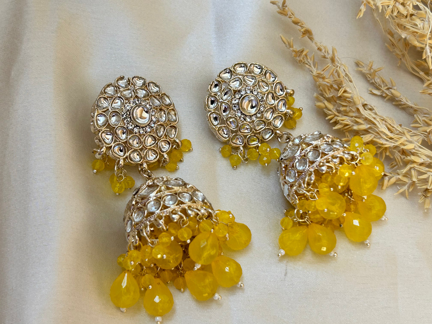 Yellow Heena jhumka