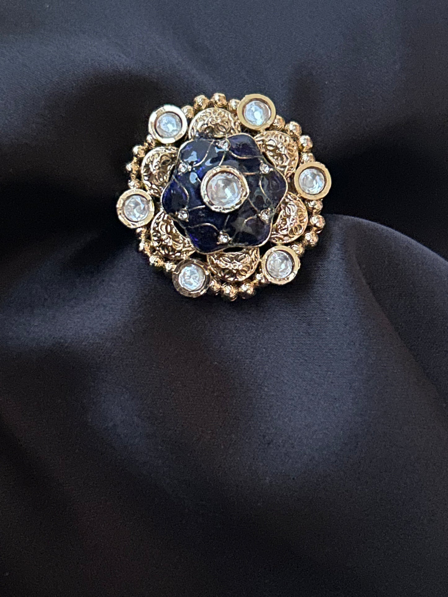 Zoya blue floral Ring