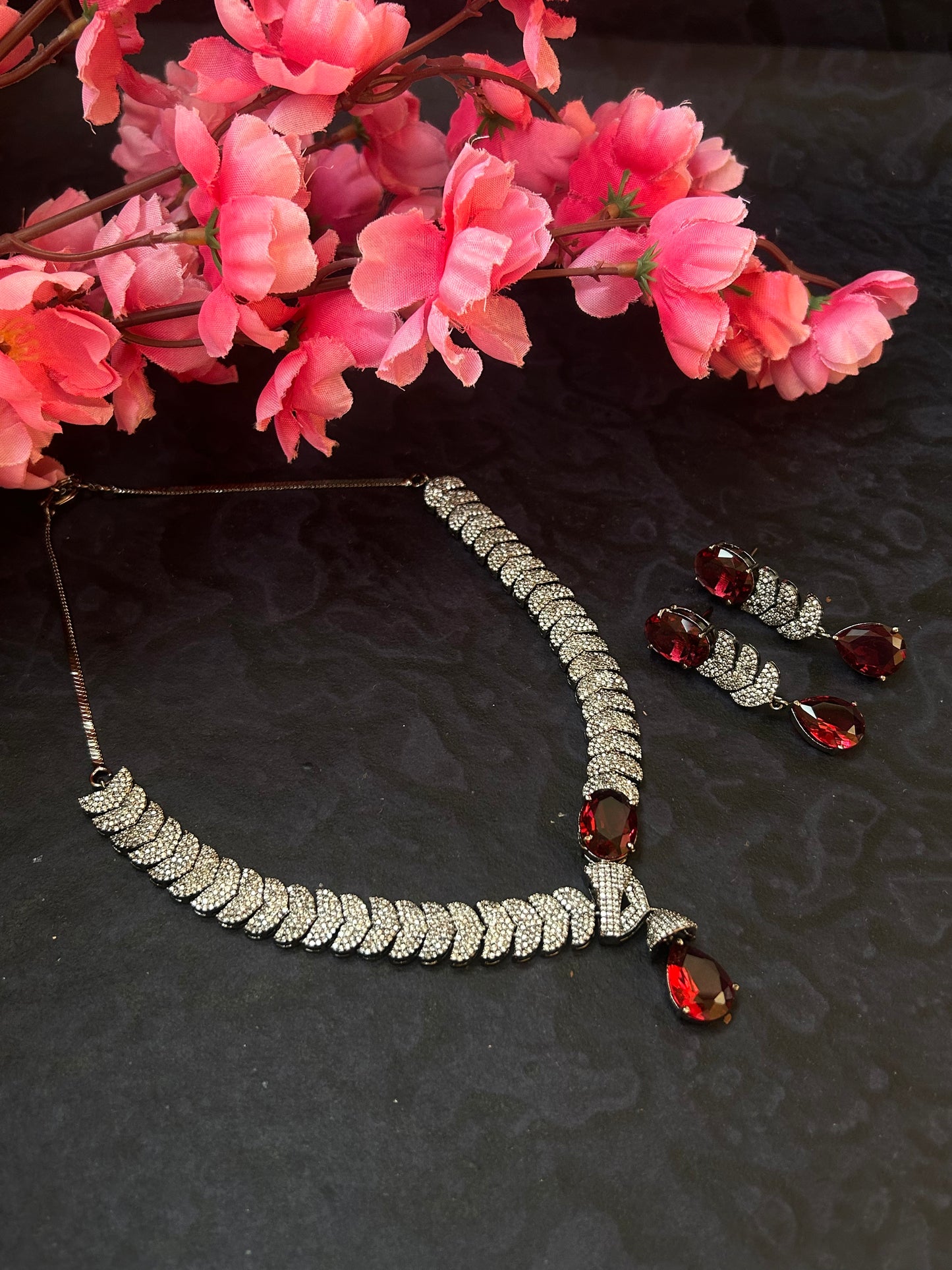 Ruby American diamond necklace