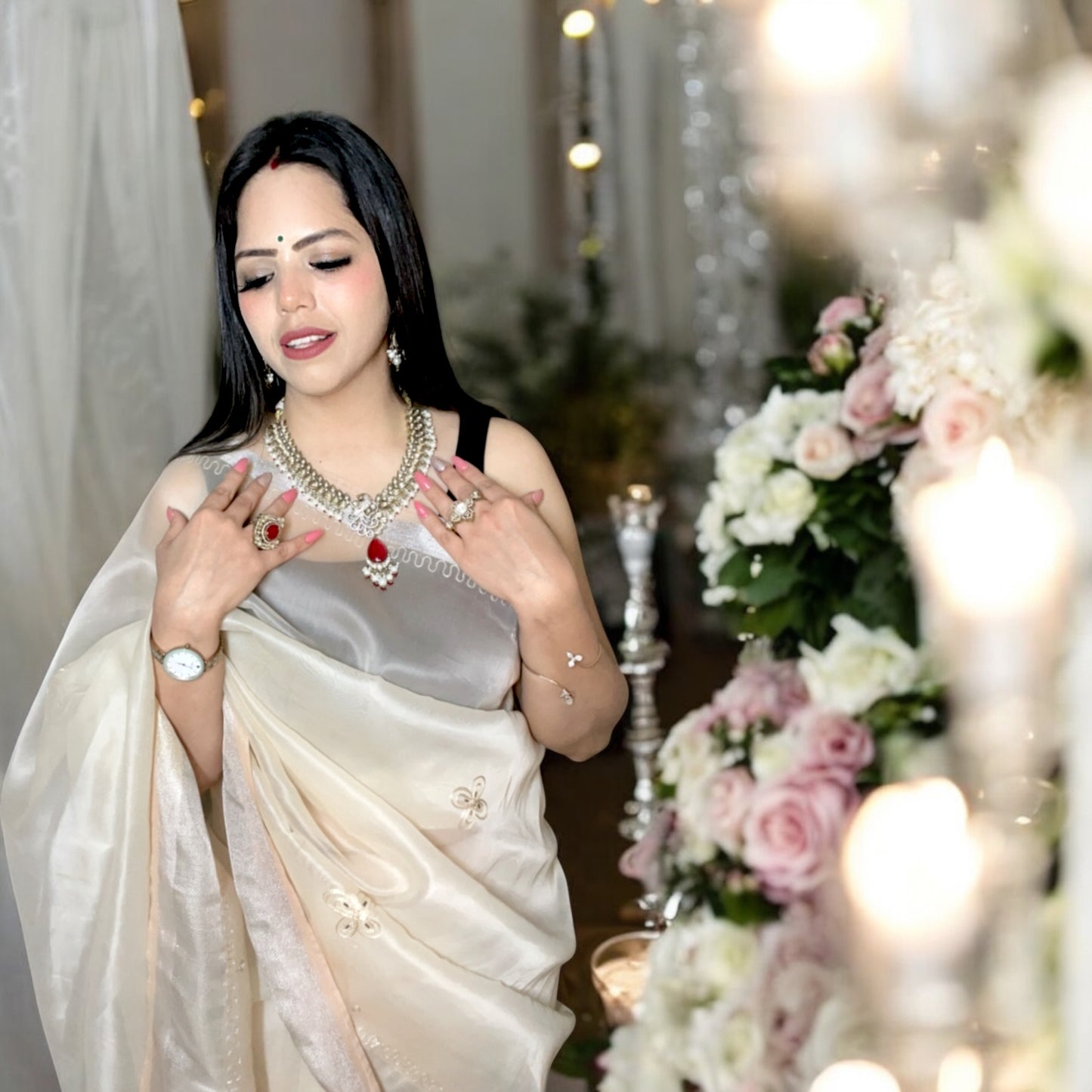 Arina red kundan necklaceset
