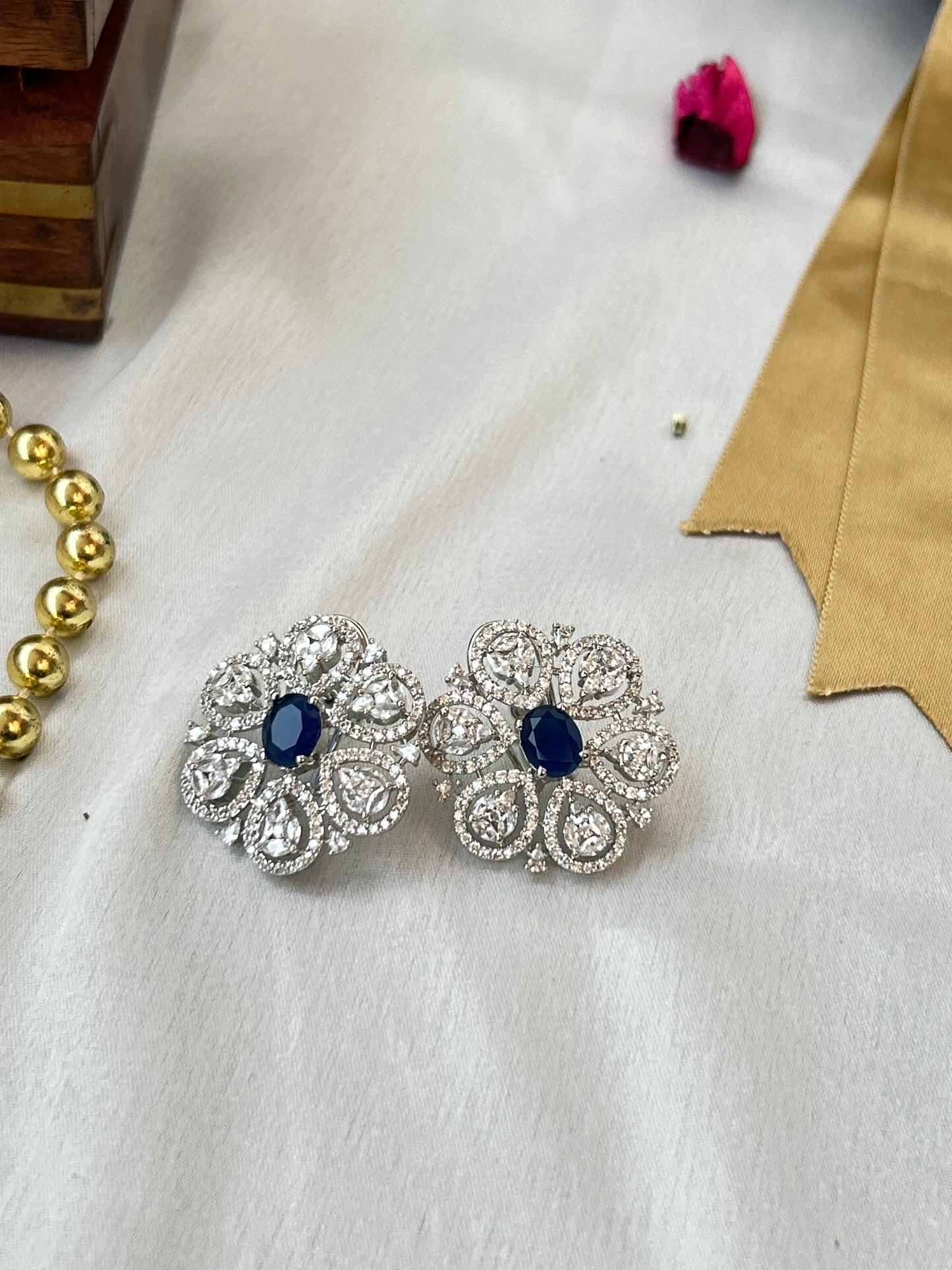 Navy blue studs earrings earrings big studs