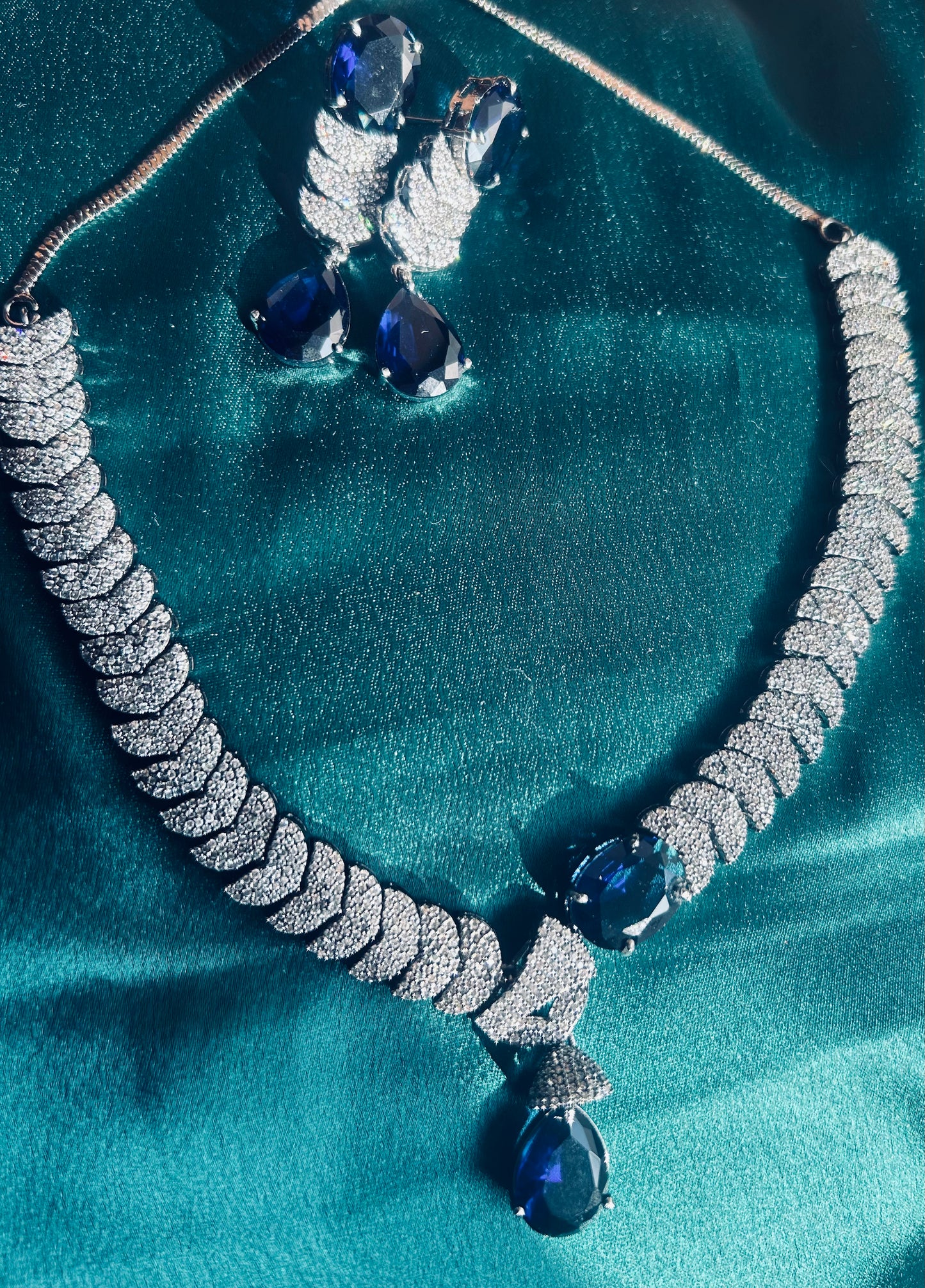 Navy American diamond necklace