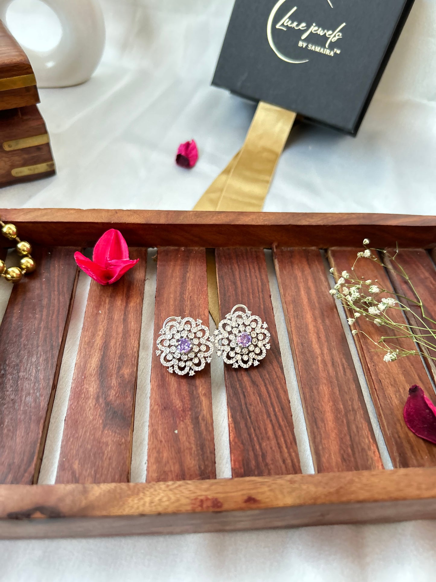 purple studs earrings