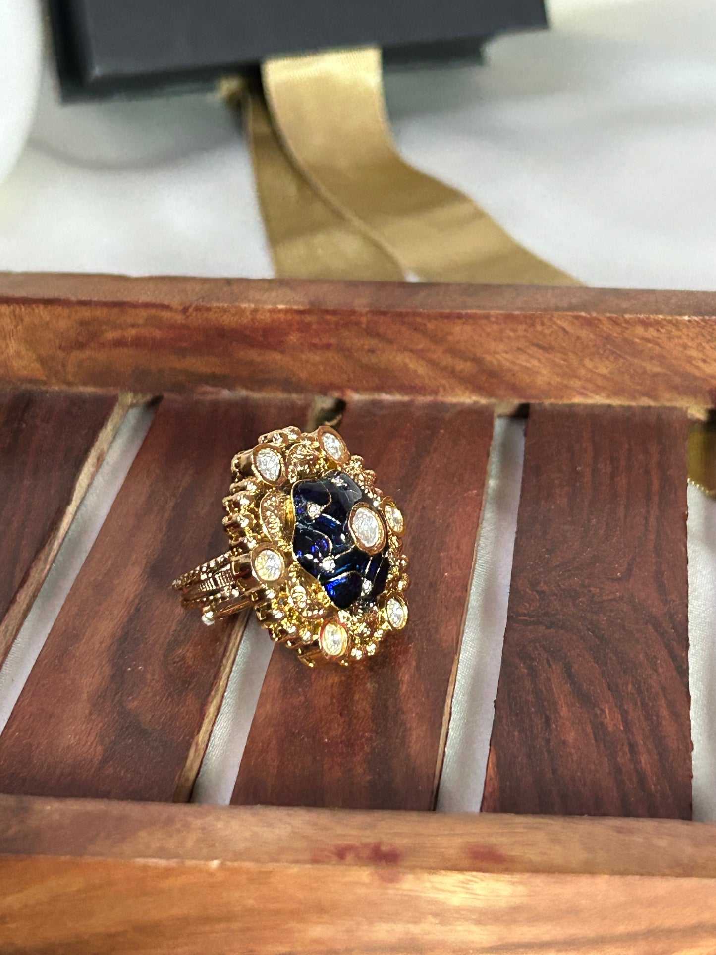 Zoya blue floral Ring